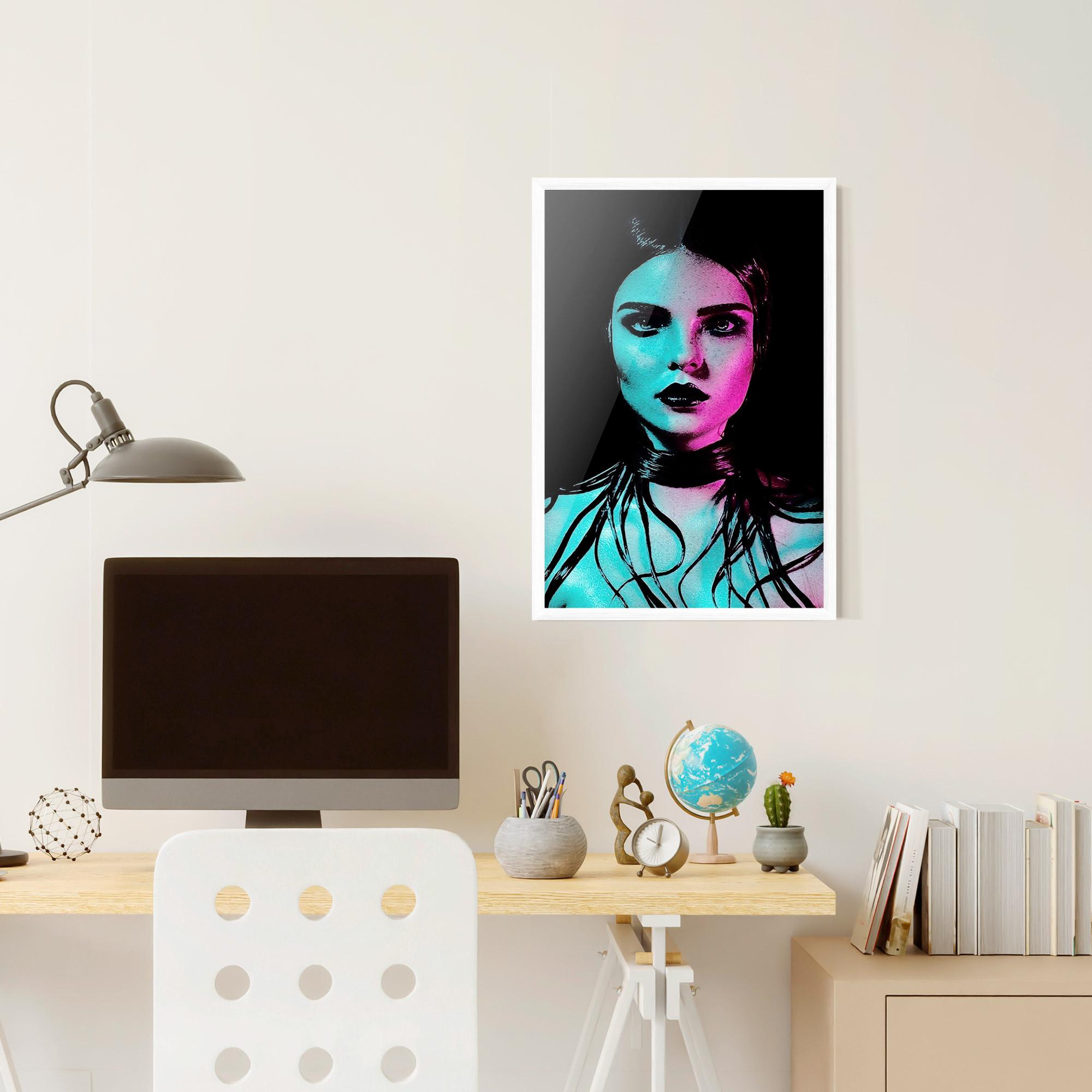 Рамкиран постер Pink Blue Light Girl mockup 6
