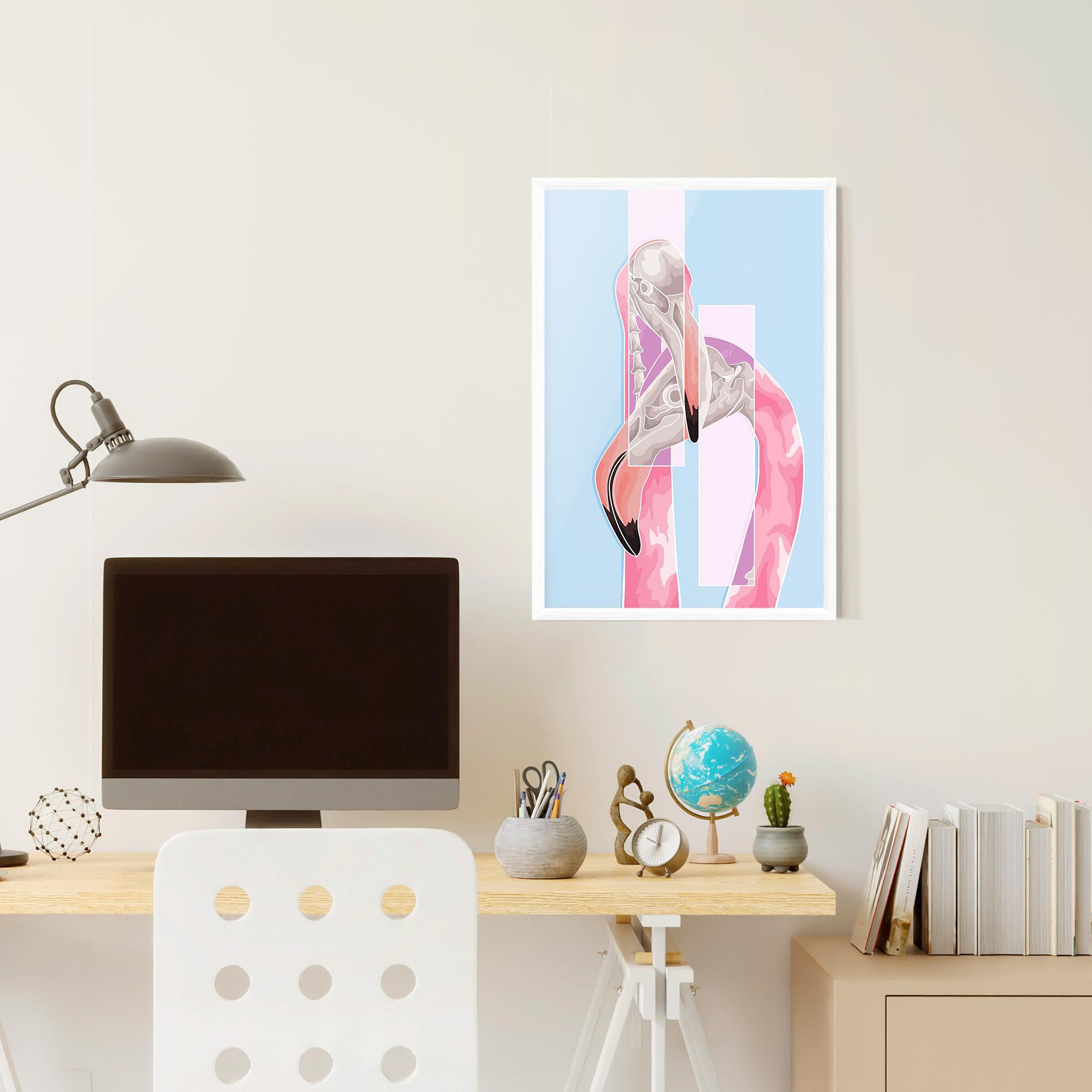 Рамкиран постер Pink Skull Flamingo mockup 6