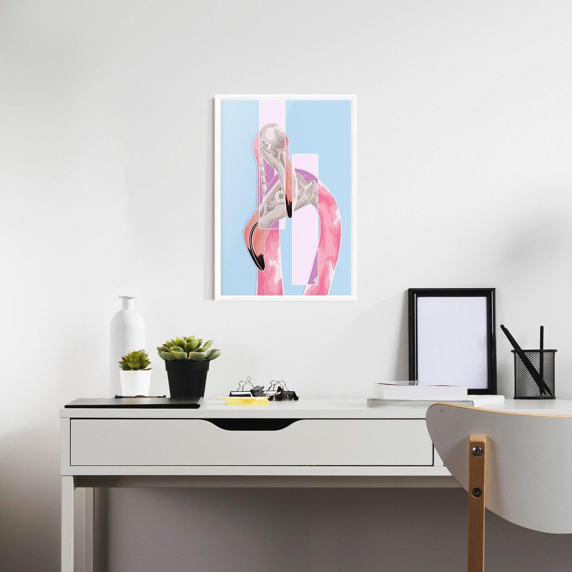 Рамкиран постер Pink Skull Flamingo mockup 7