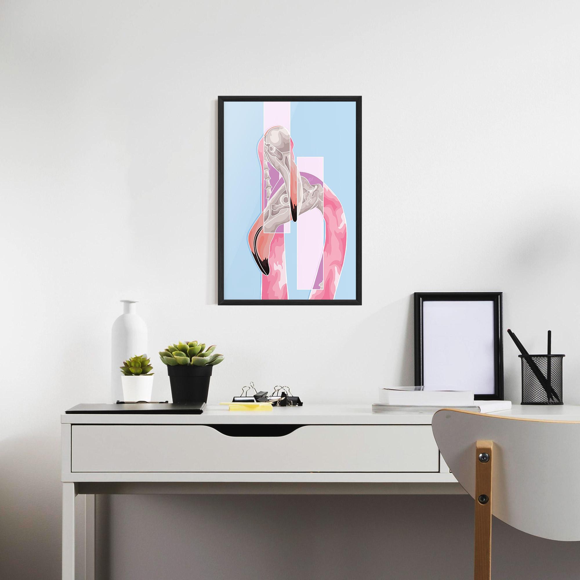 Рамкиран постер Pink Skull Flamingo mockup 7