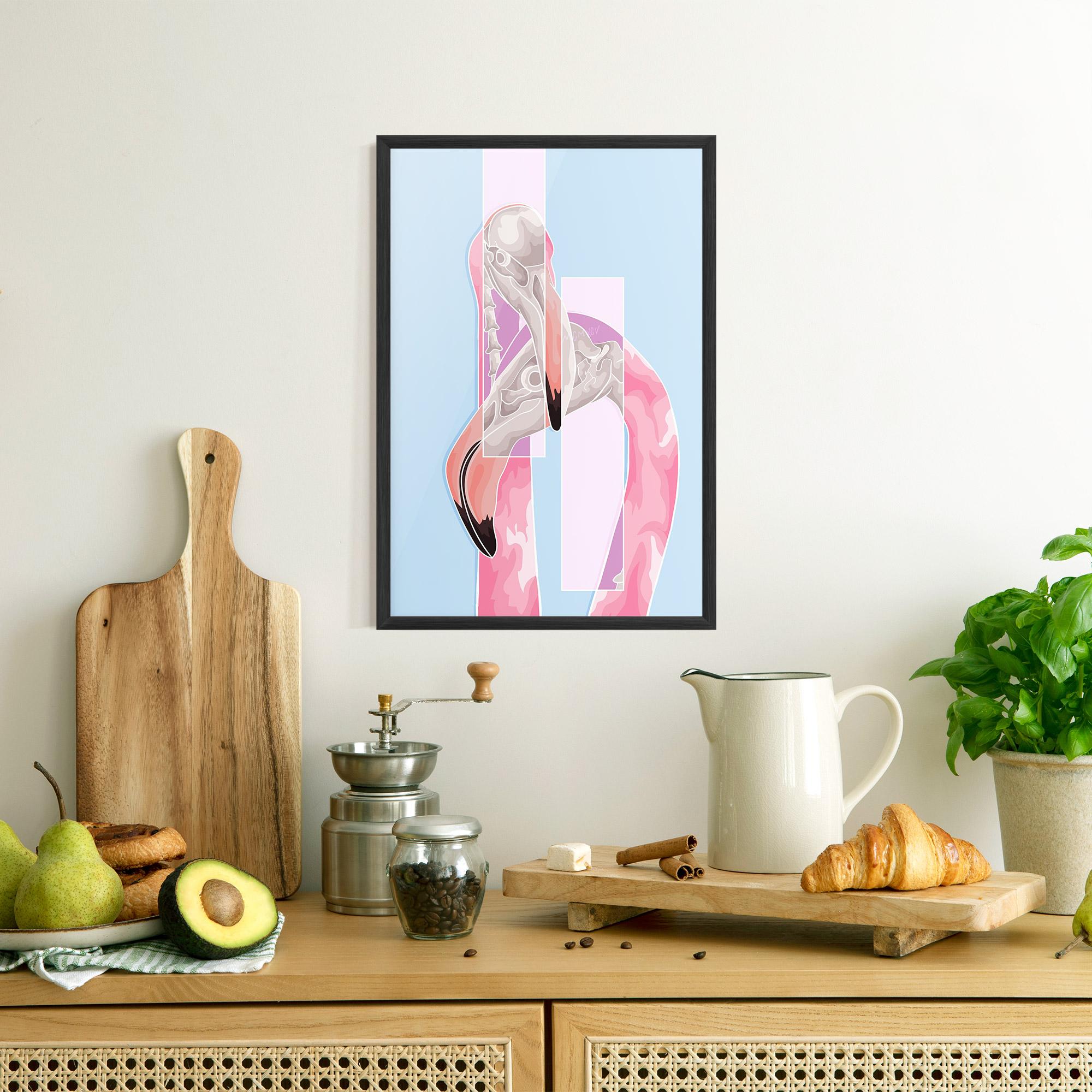 Рамкиран постер Pink Skull Flamingo mockup 8