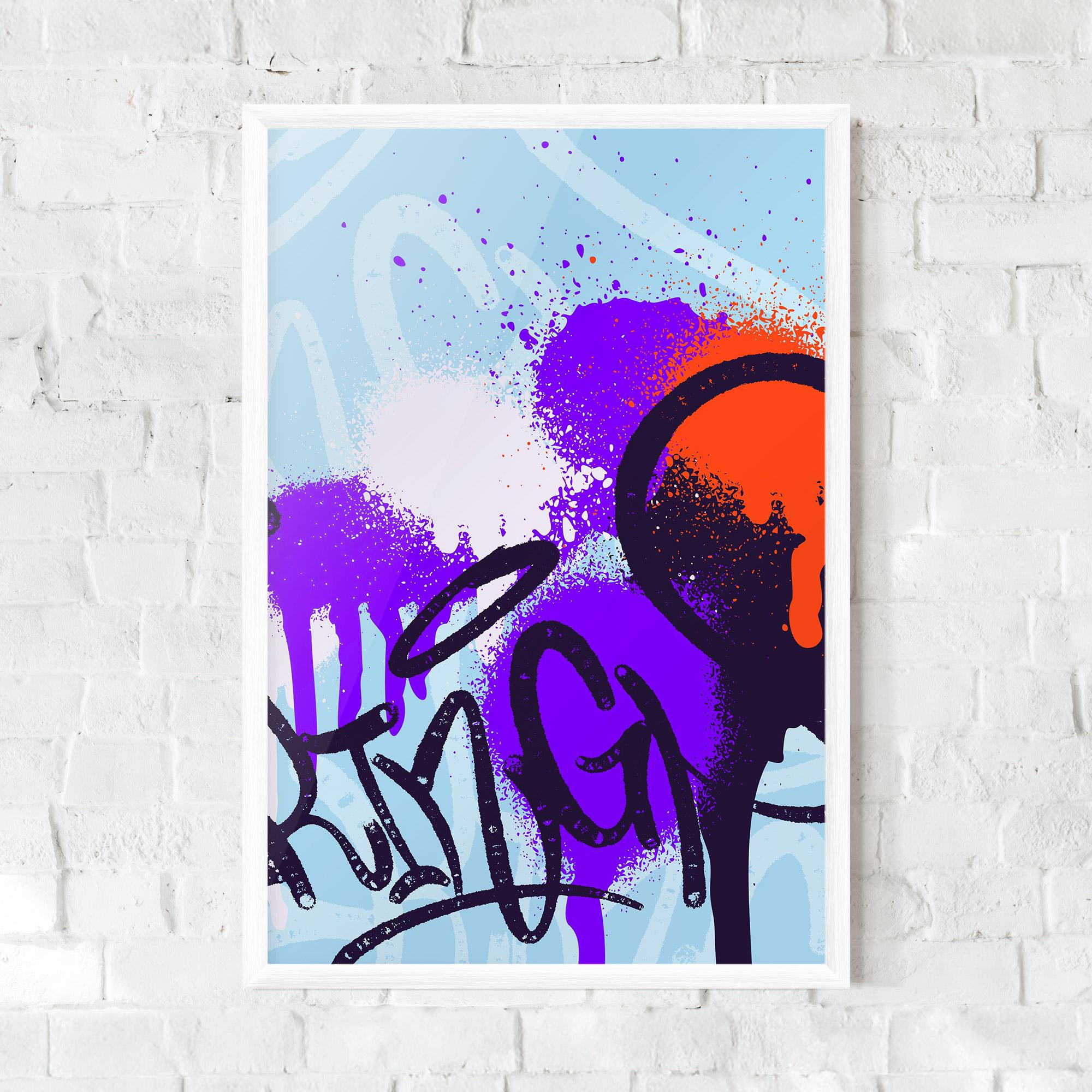 Рамкиран постер Blue Purple Graffiti mockup 0