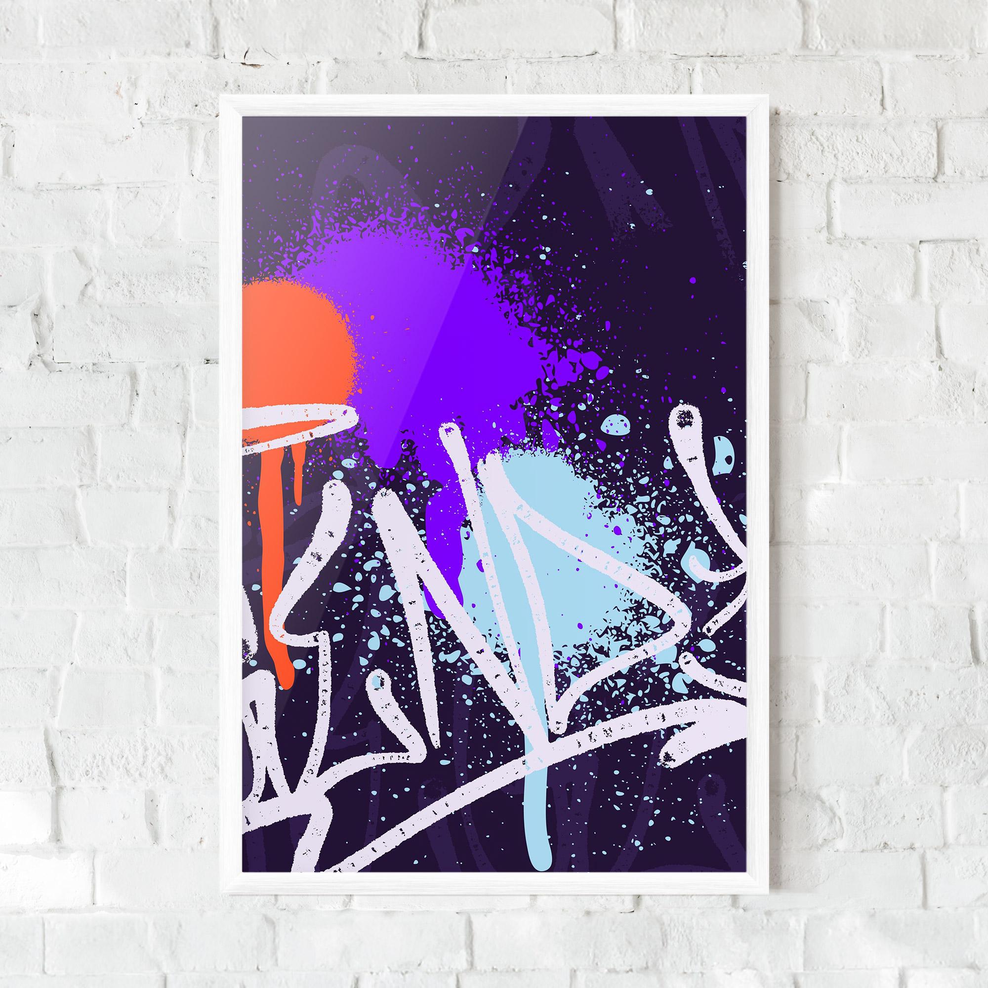 Рамкиран постер Purple Blue Graffiti mockup 0