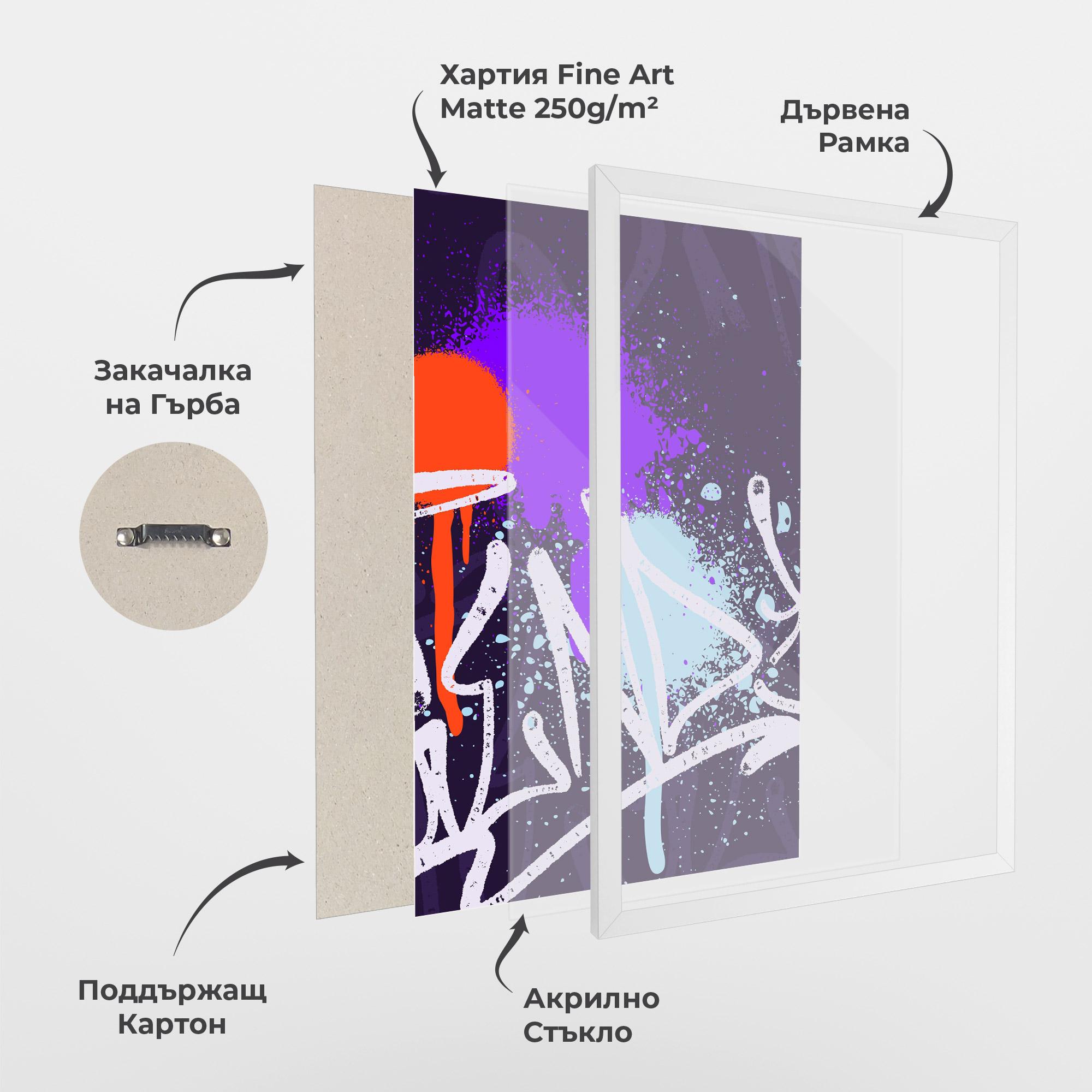Рамкиран постер Purple Blue Graffiti mockup 1