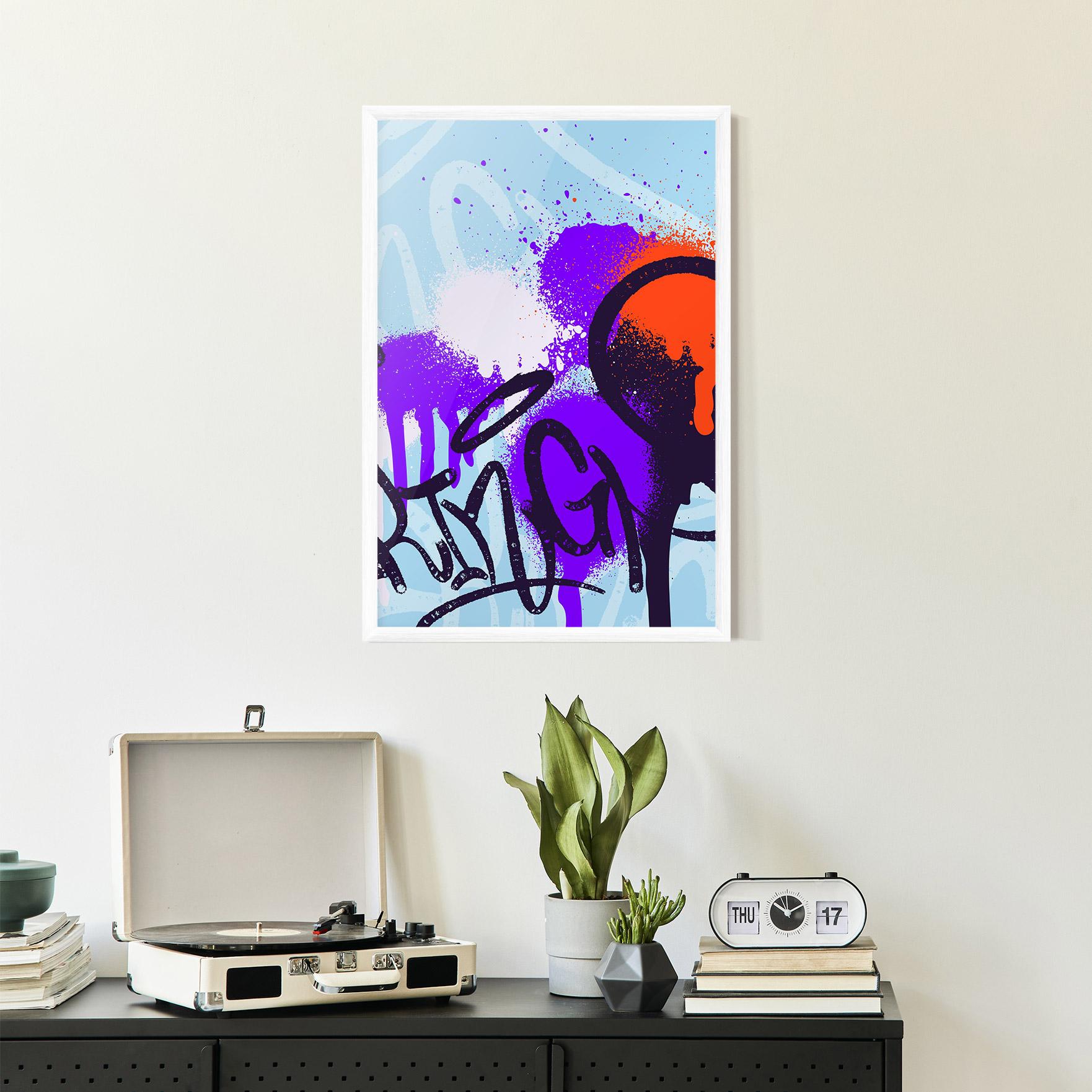 Рамкиран постер Blue Purple Graffiti mockup 2