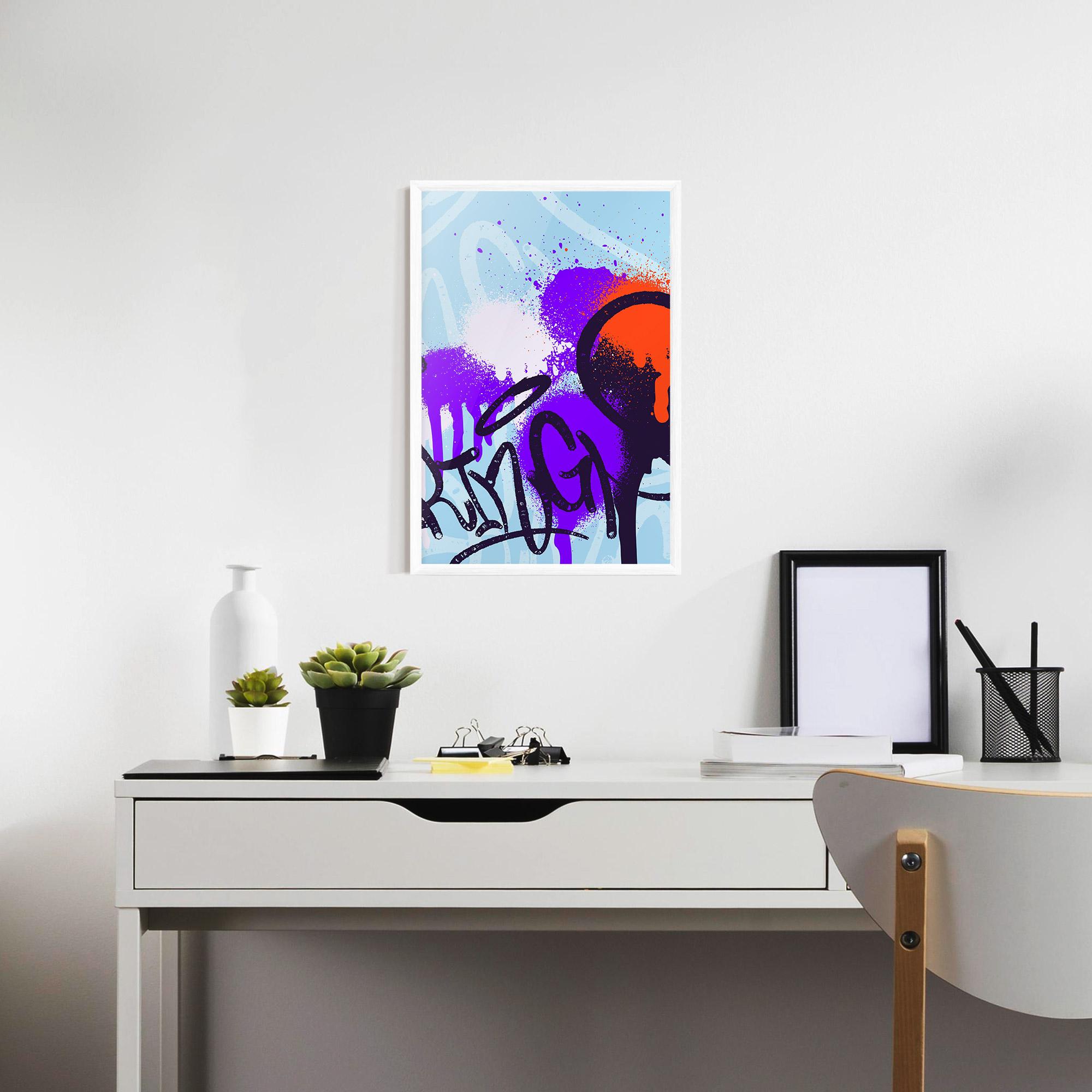 Рамкиран постер Blue Purple Graffiti mockup 7