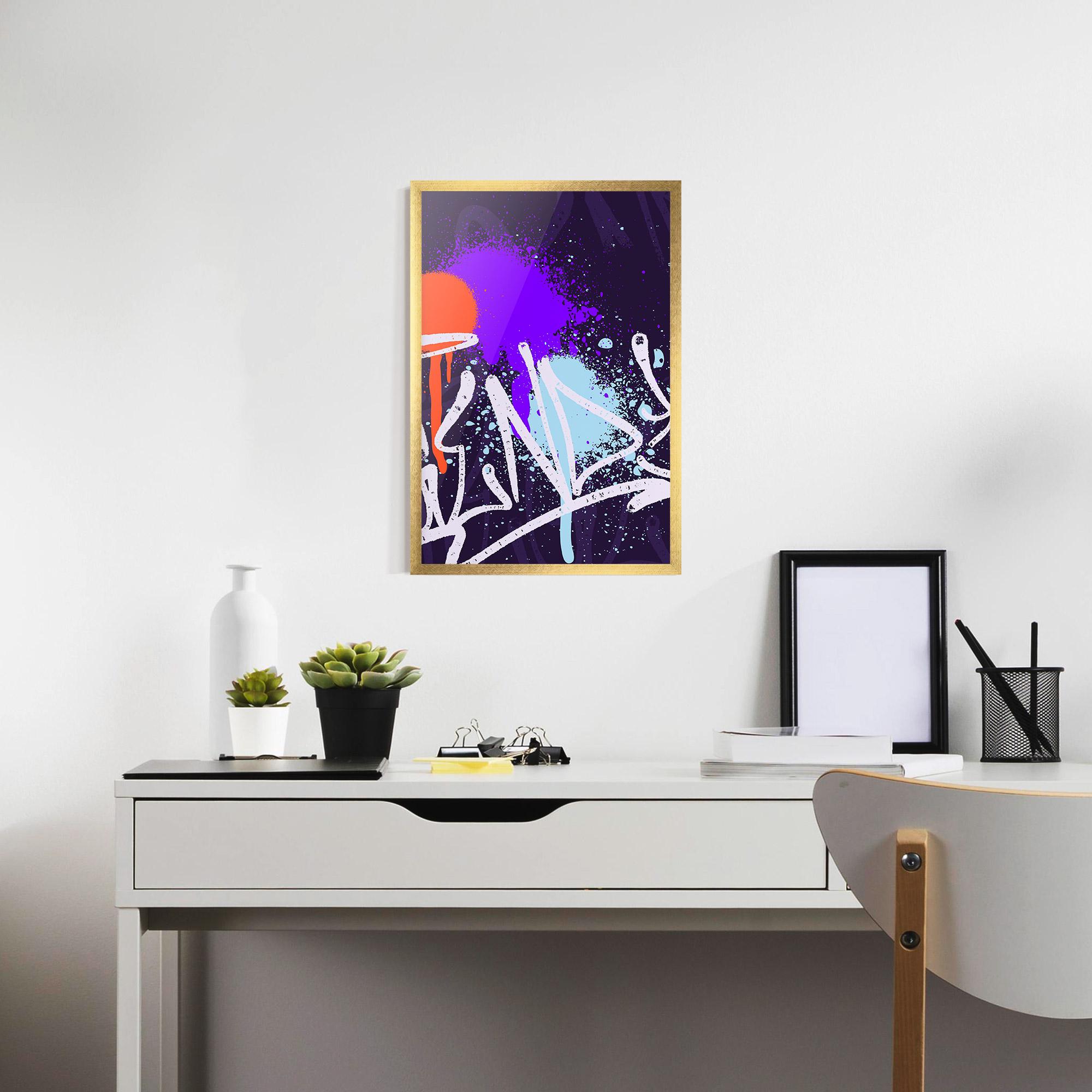 Рамкиран постер Purple Blue Graffiti mockup 7
