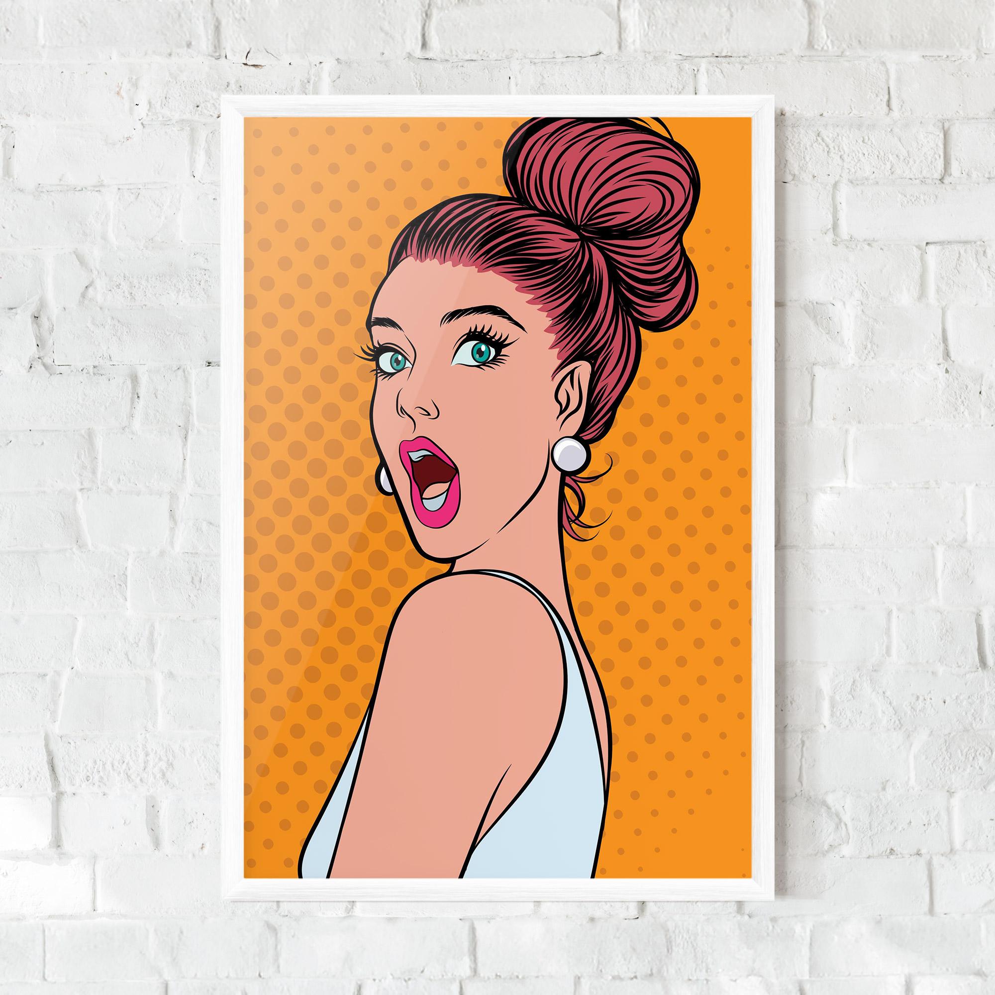 Рамкиран постер Pop Comic Lady mockup 0