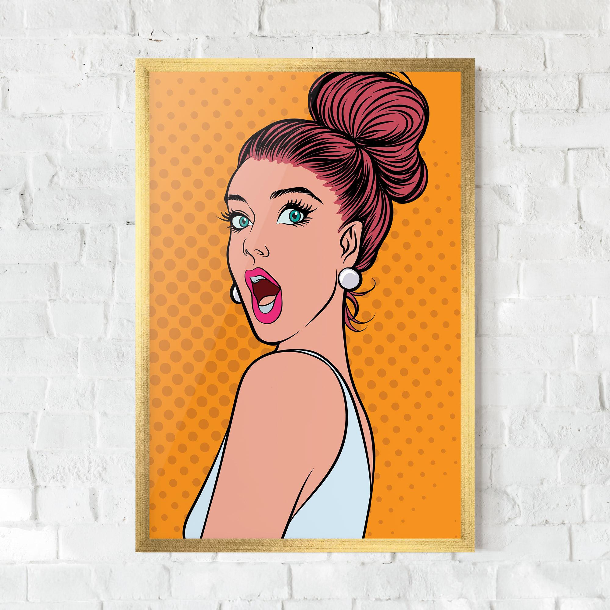 Рамкиран постер Pop Comic Lady mockup 0