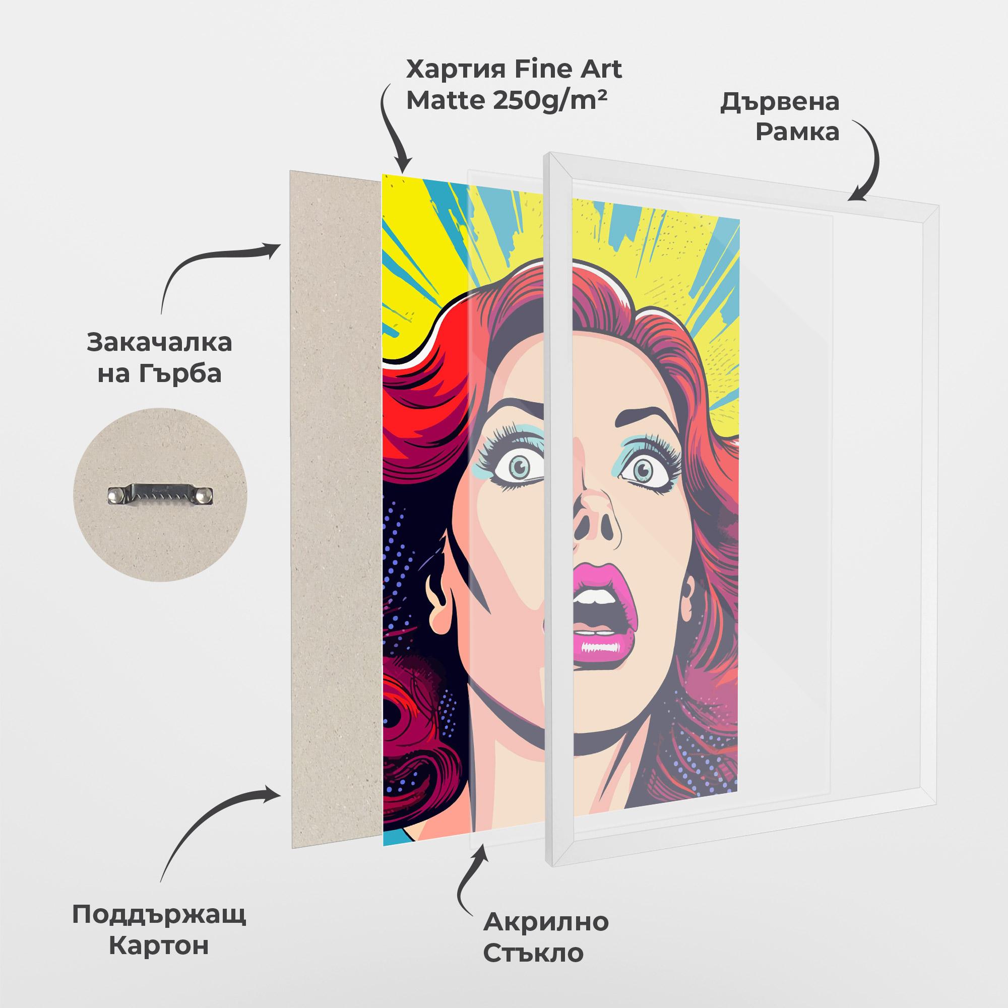 Рамкиран постер Pop Scared Woman mockup 1