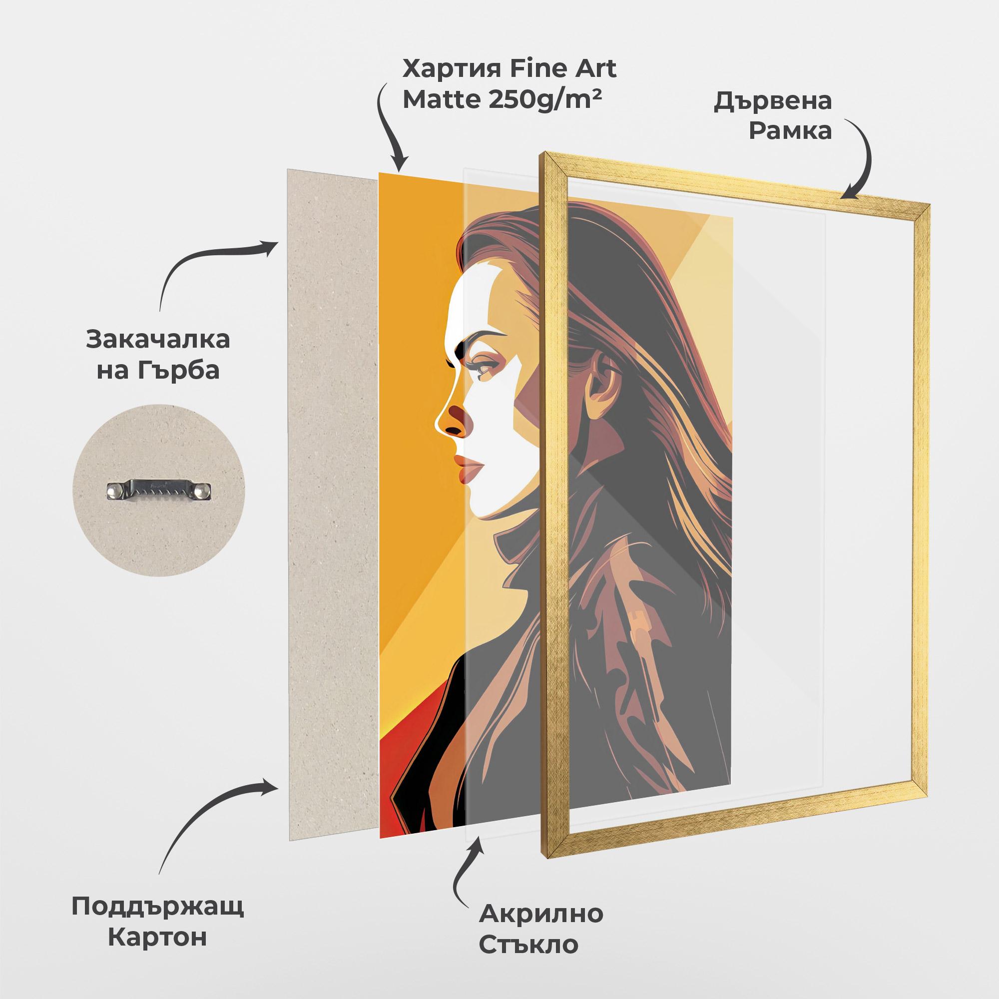 Рамкиран постер Graphical Pop Girl mockup 1