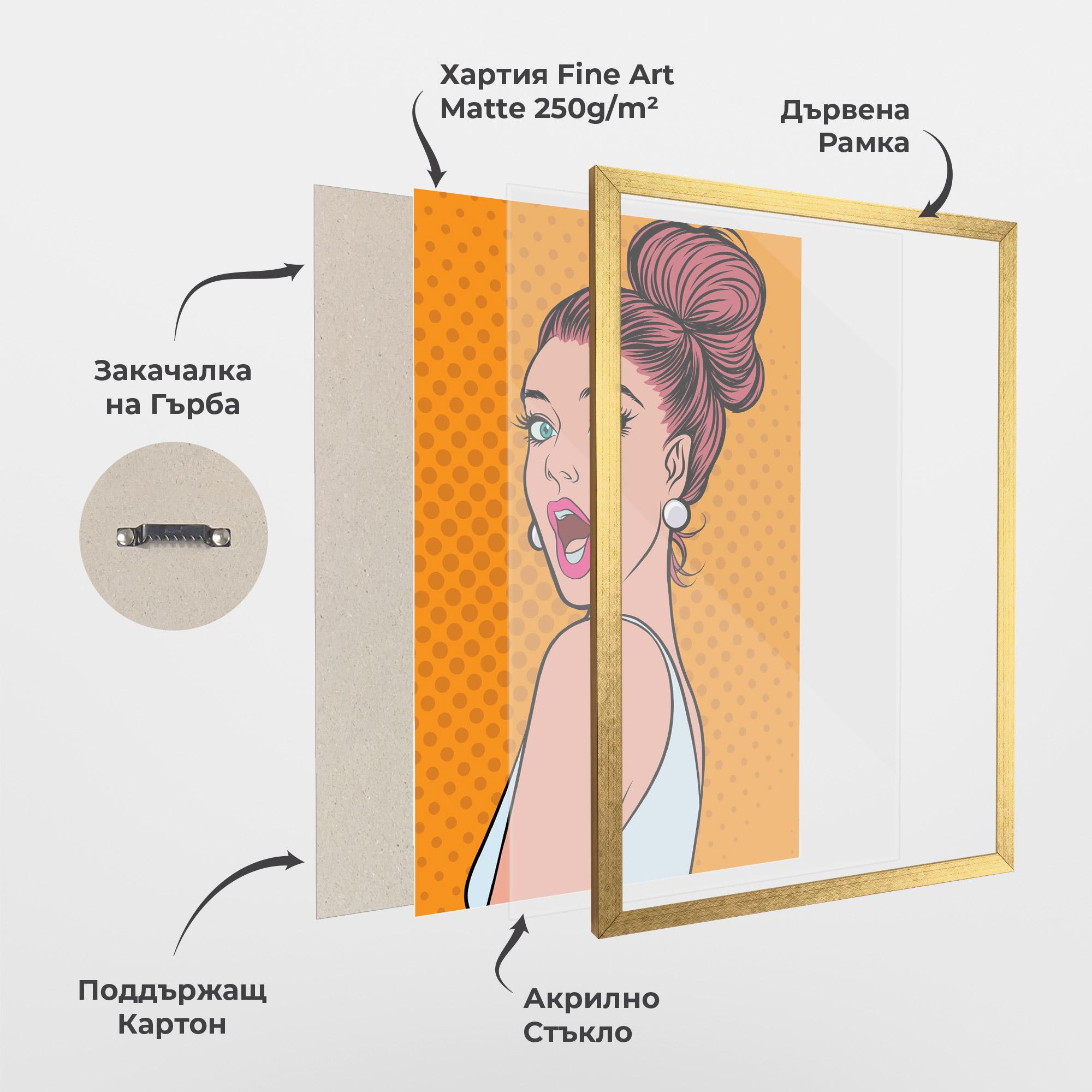 Рамкиран постер Pop Comic Lady mockup 1