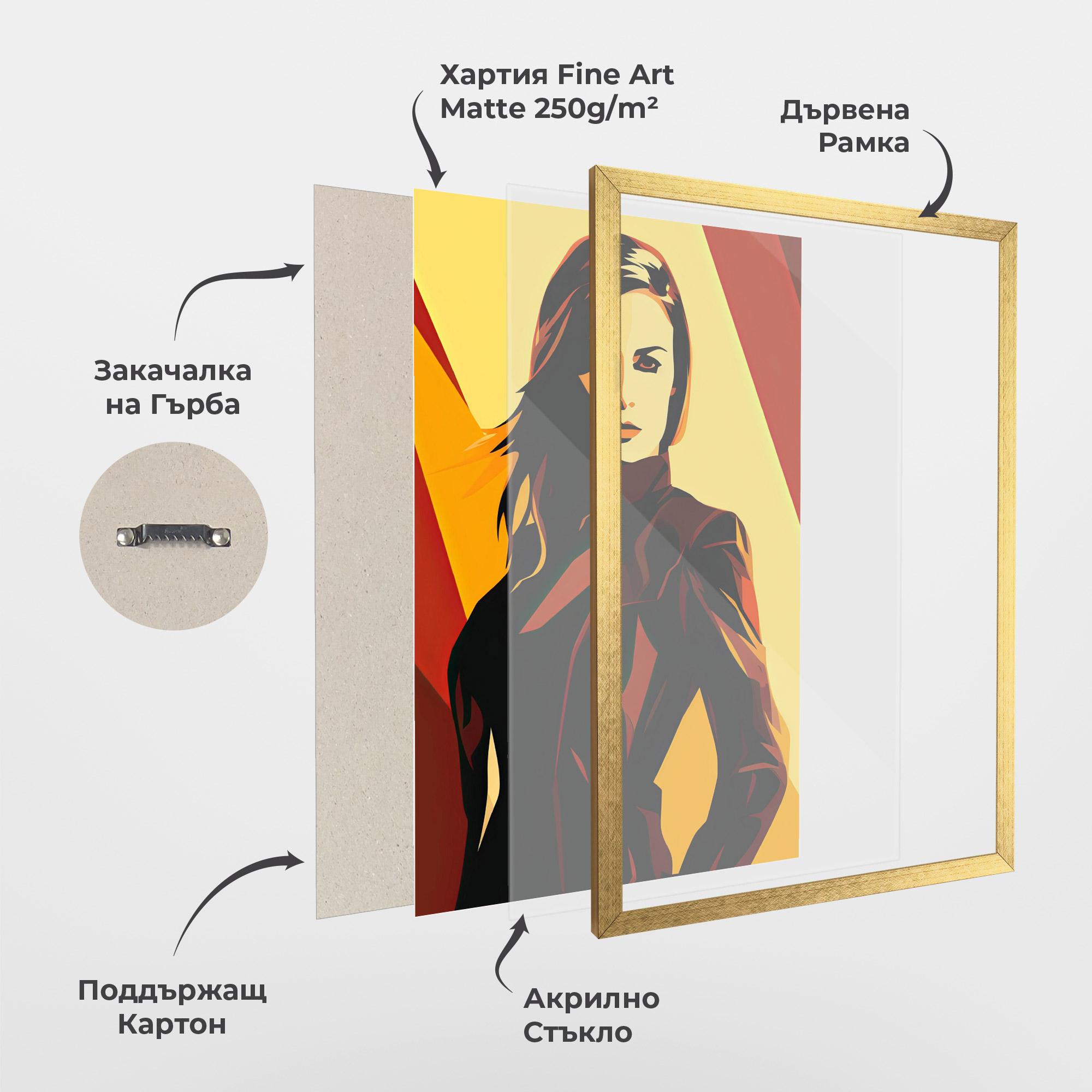 Рамкиран постер Pop Graphical Woman mockup 1