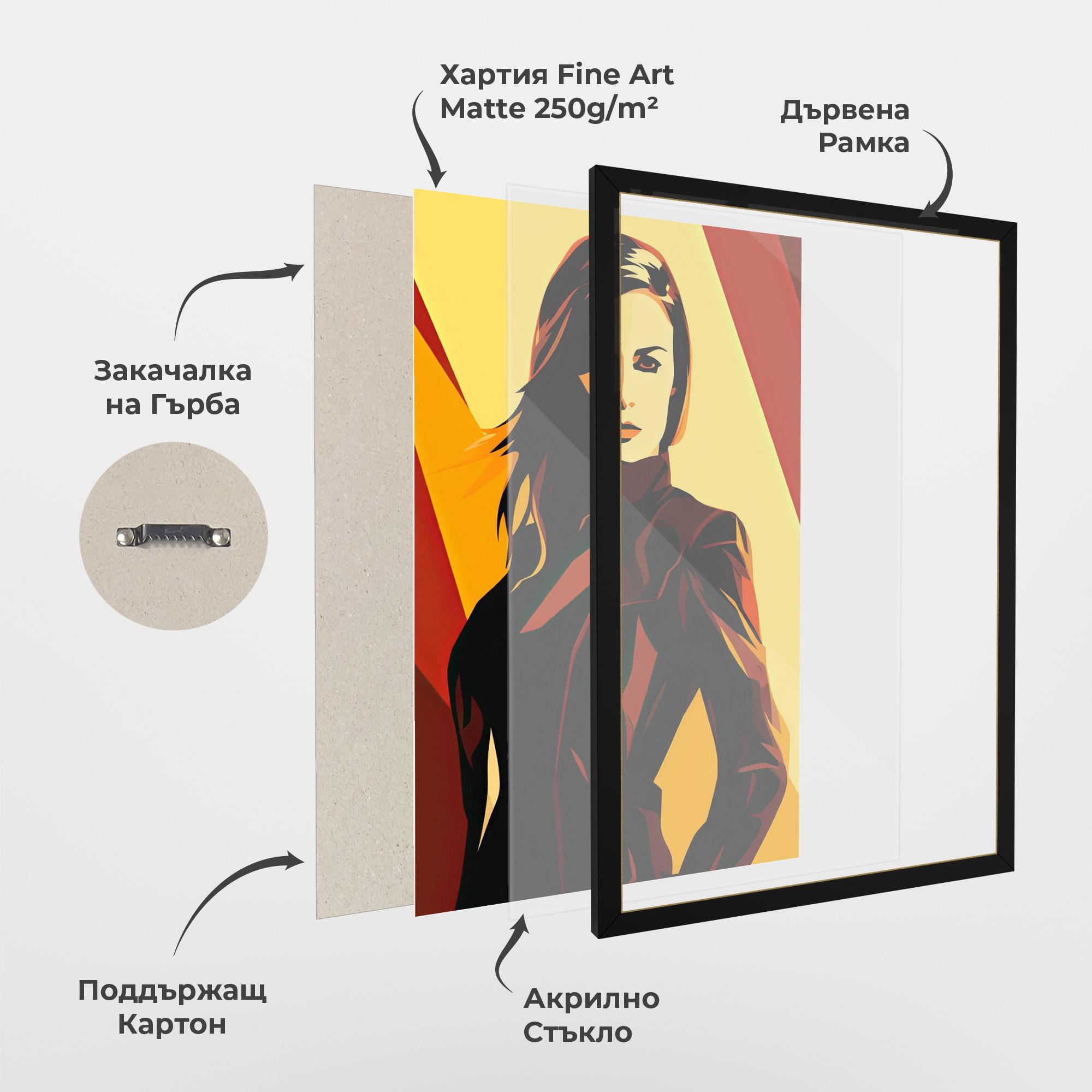 Рамкиран постер Pop Graphical Woman mockup 1