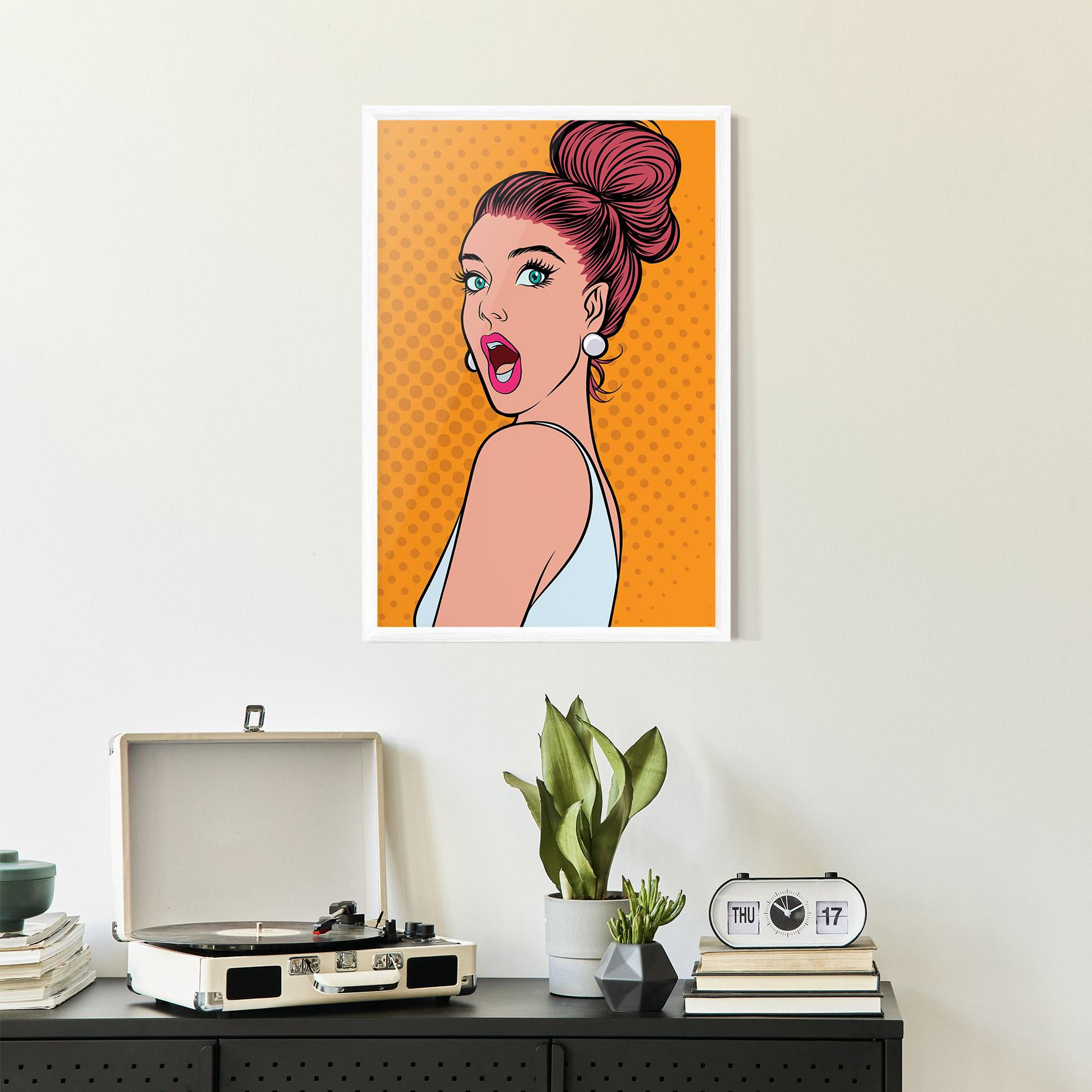 Рамкиран постер Pop Comic Lady mockup 2