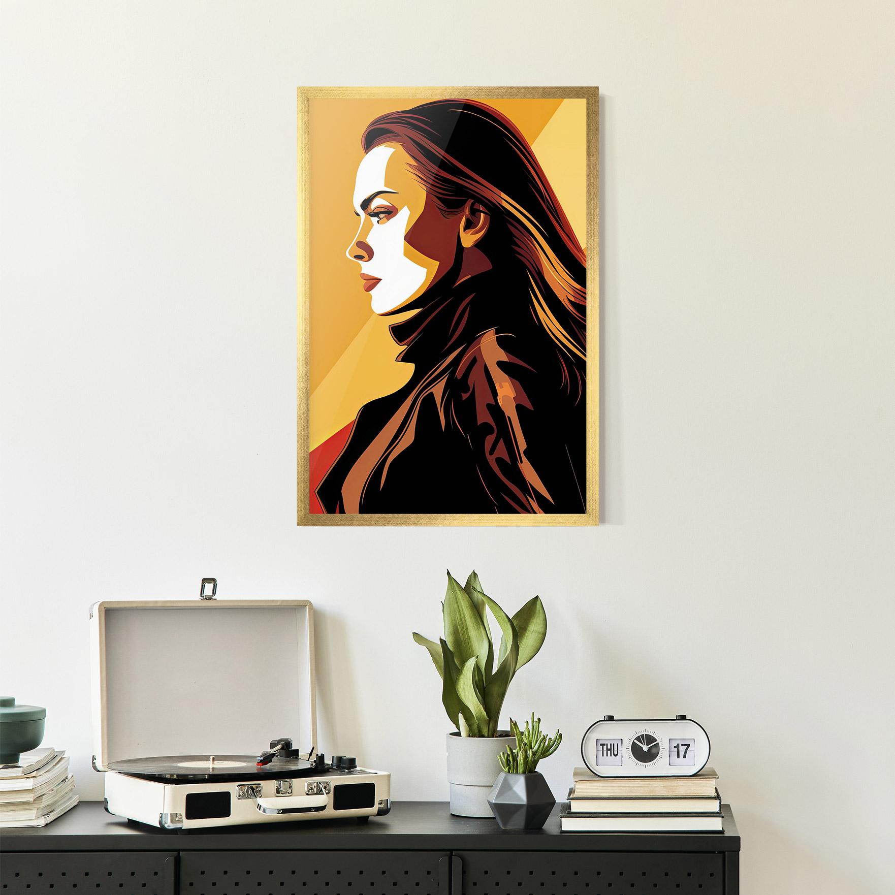 Рамкиран постер Graphical Pop Girl mockup 2