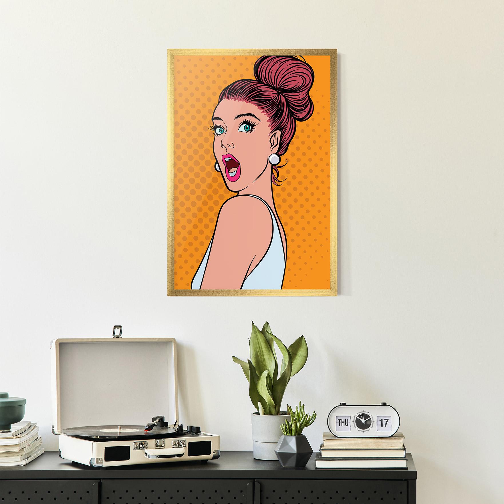 Рамкиран постер Pop Comic Lady mockup 2