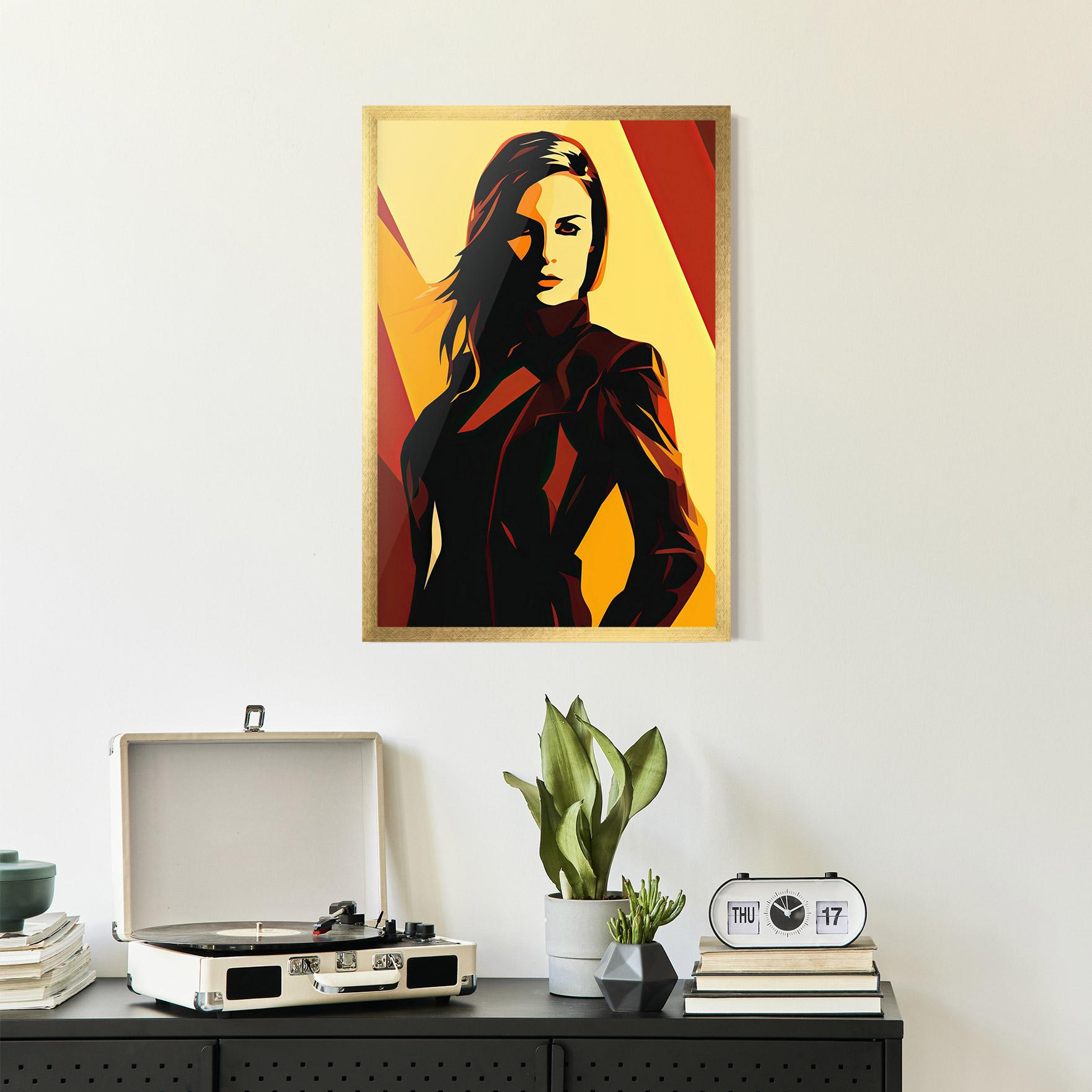 Рамкиран постер Pop Graphical Woman mockup 2