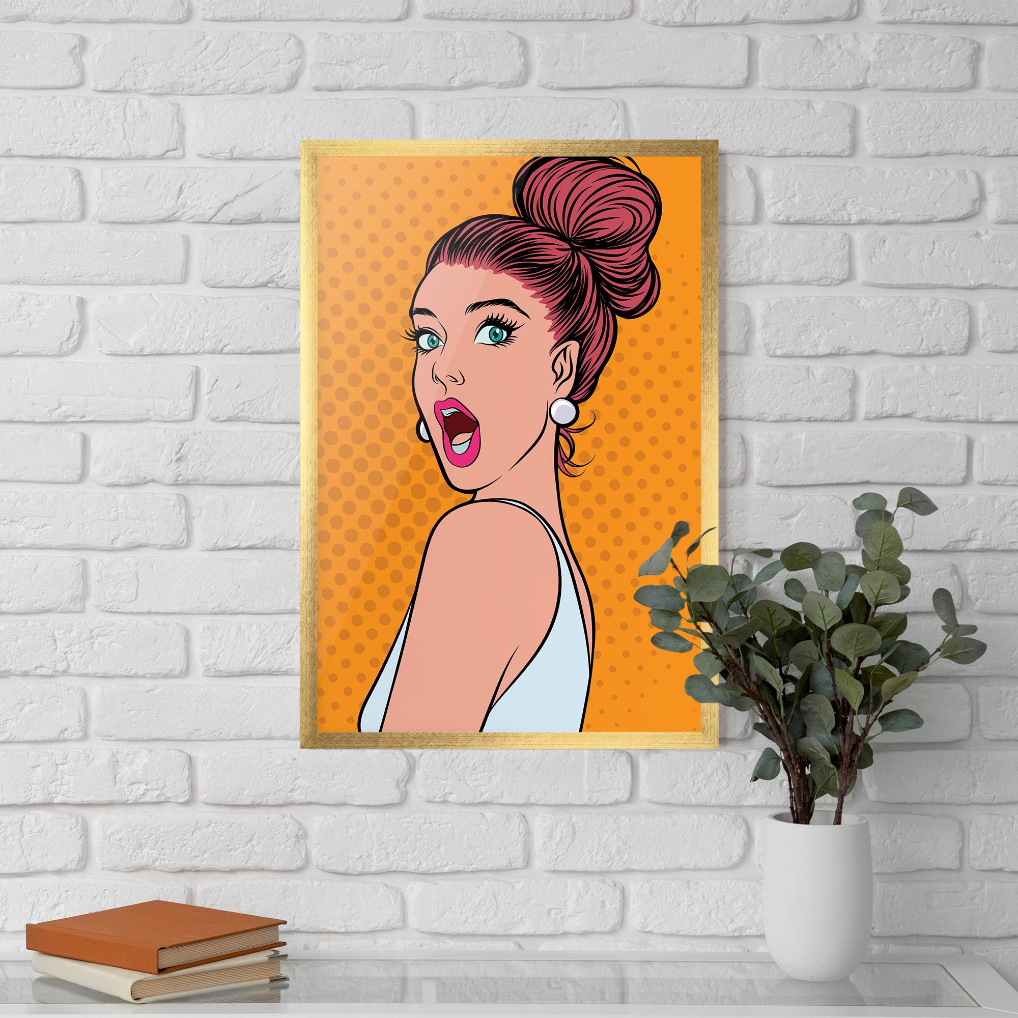 Рамкиран постер Pop Comic Lady mockup 5