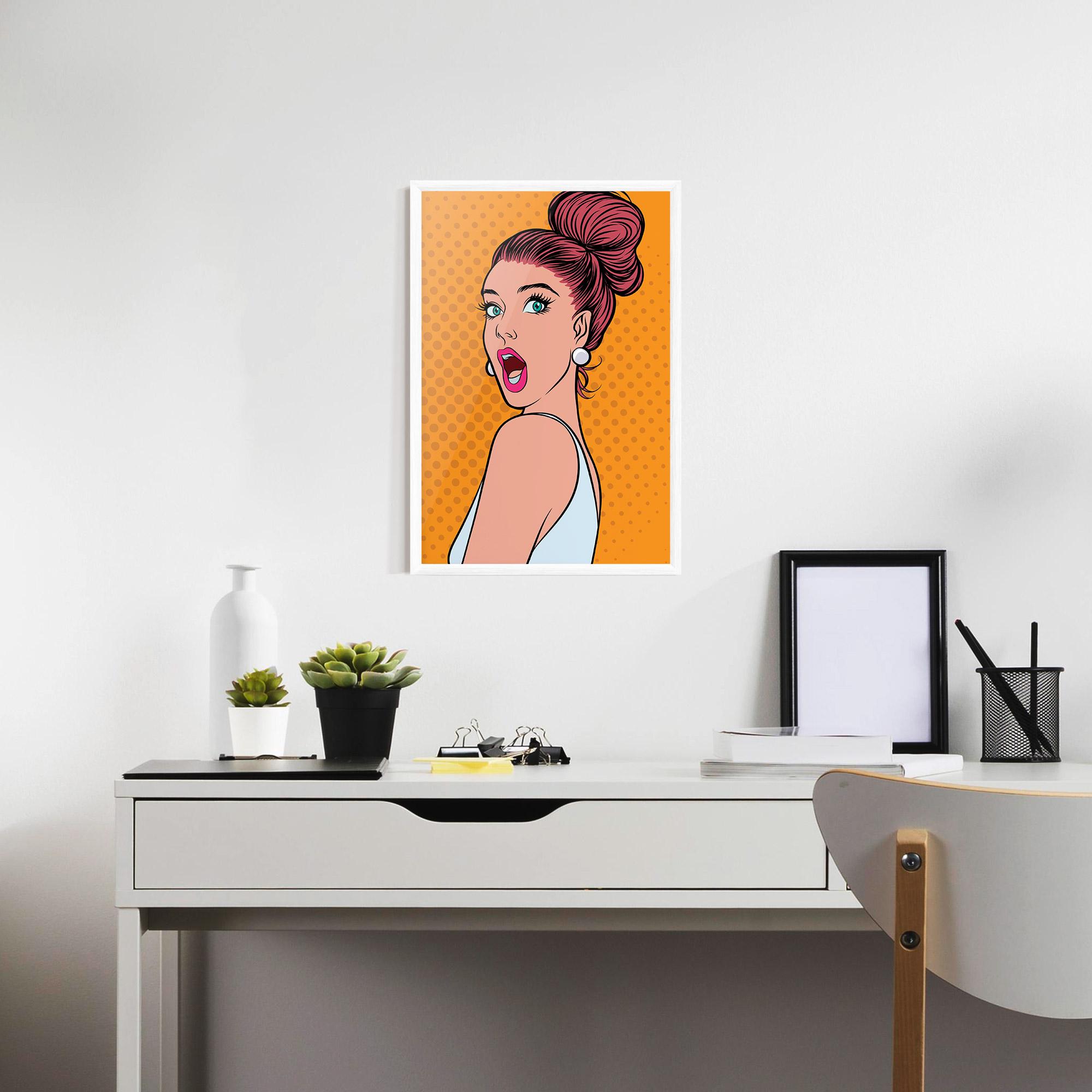 Рамкиран постер Pop Comic Lady mockup 7