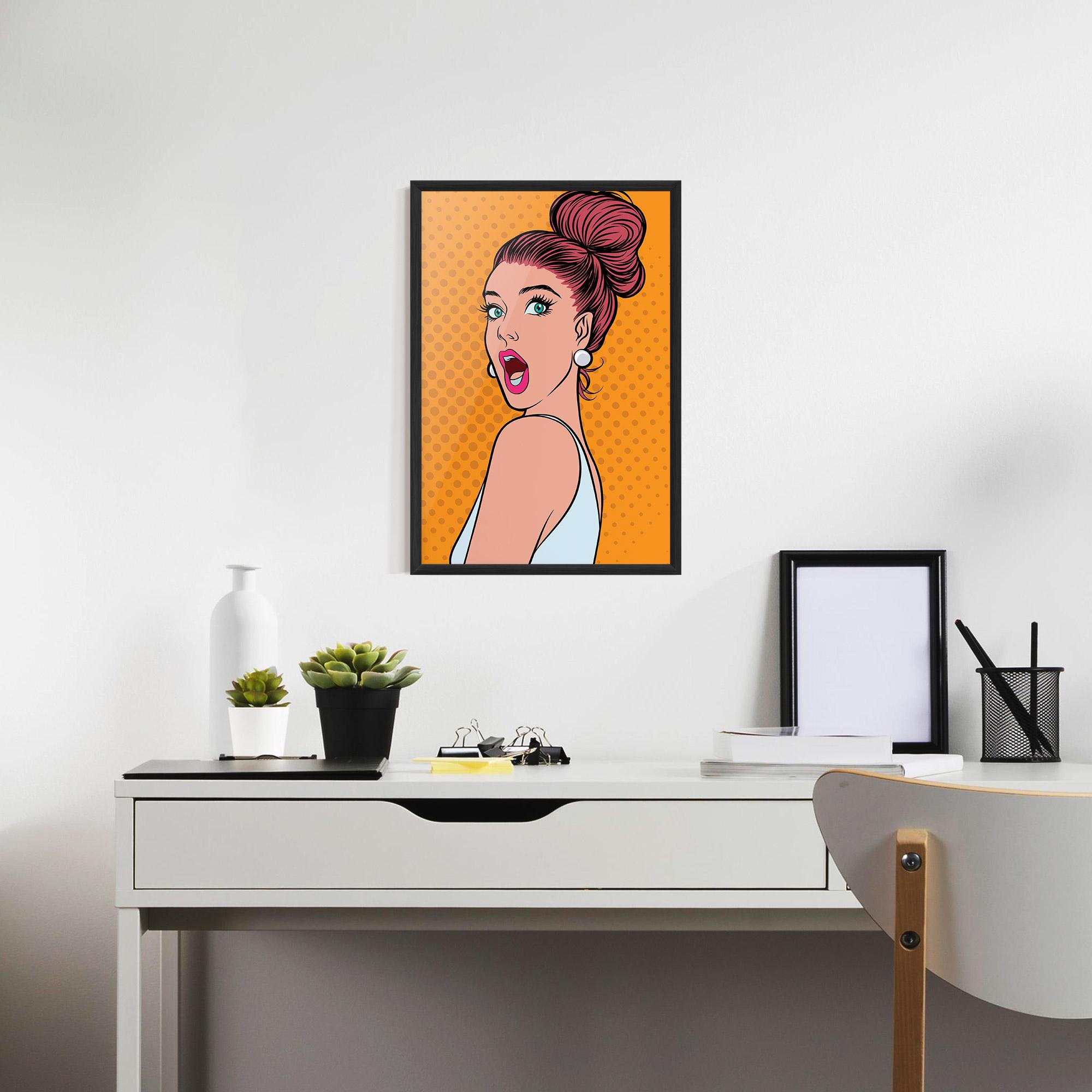 Рамкиран постер Pop Comic Lady mockup 7