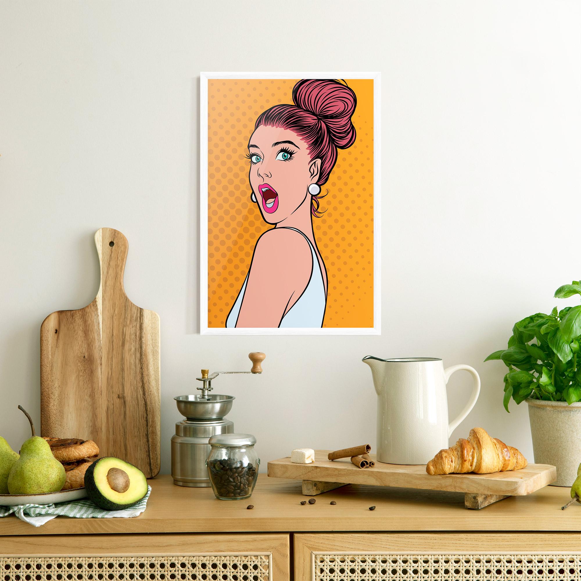 Рамкиран постер Pop Comic Lady mockup 8