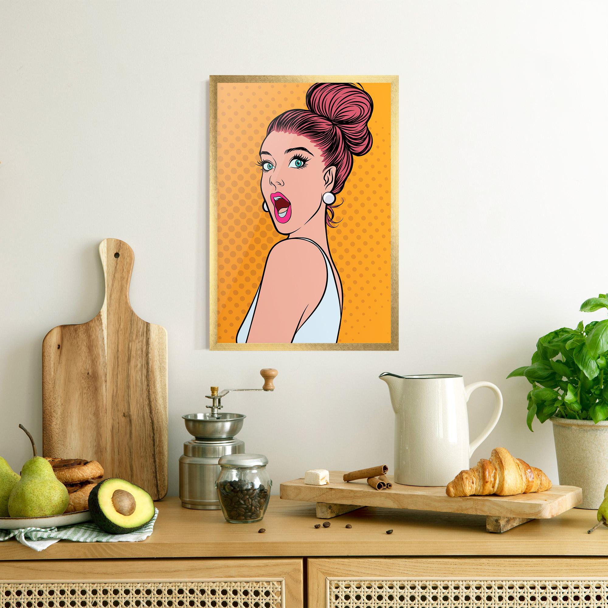 Рамкиран постер Pop Comic Lady mockup 8