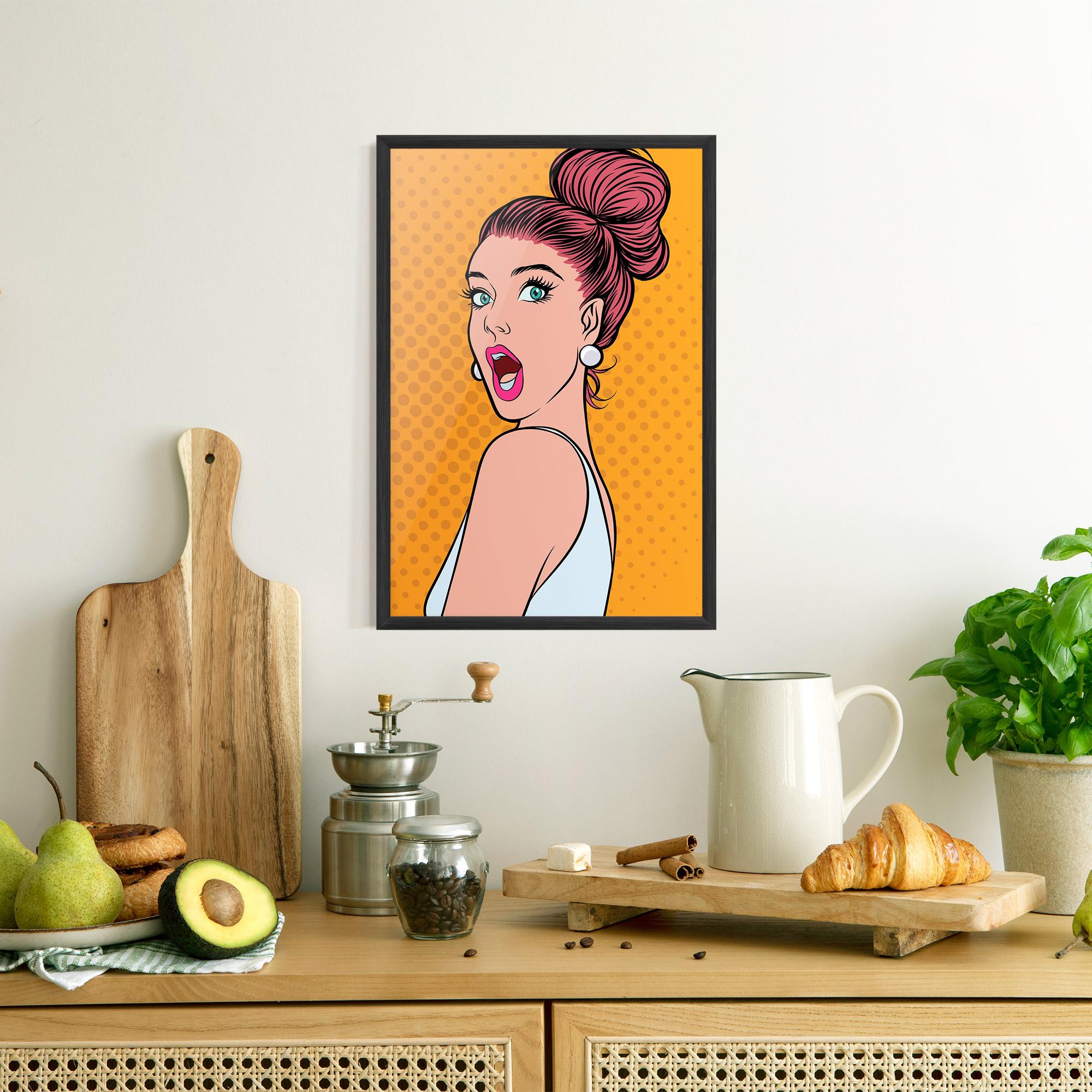 Рамкиран постер Pop Comic Lady mockup 8