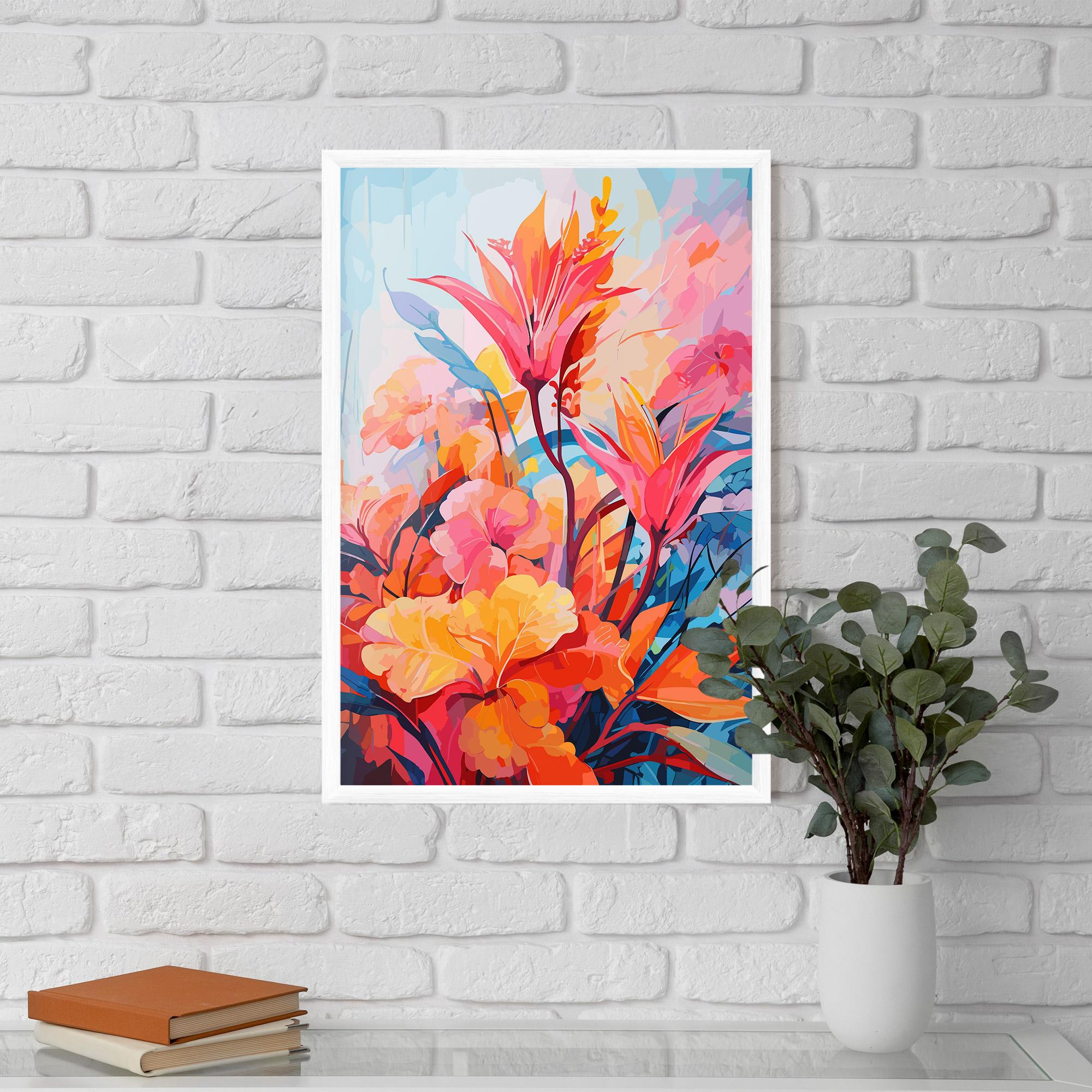 Рамкиран постер Orange Art Flower mockup 5