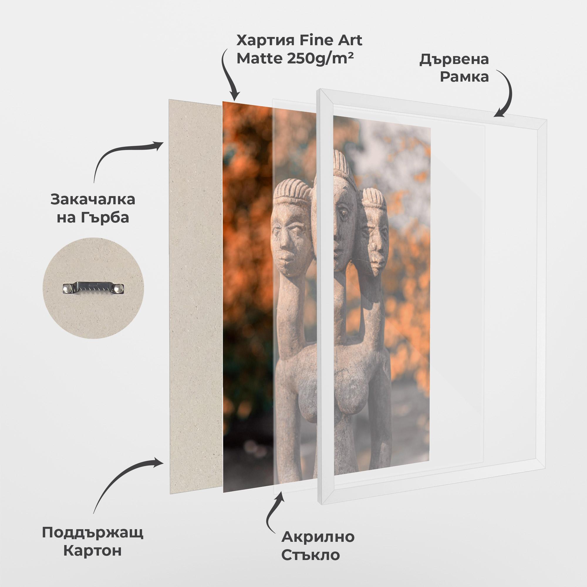 Рамкиран постер Three Heads Statue mockup 1