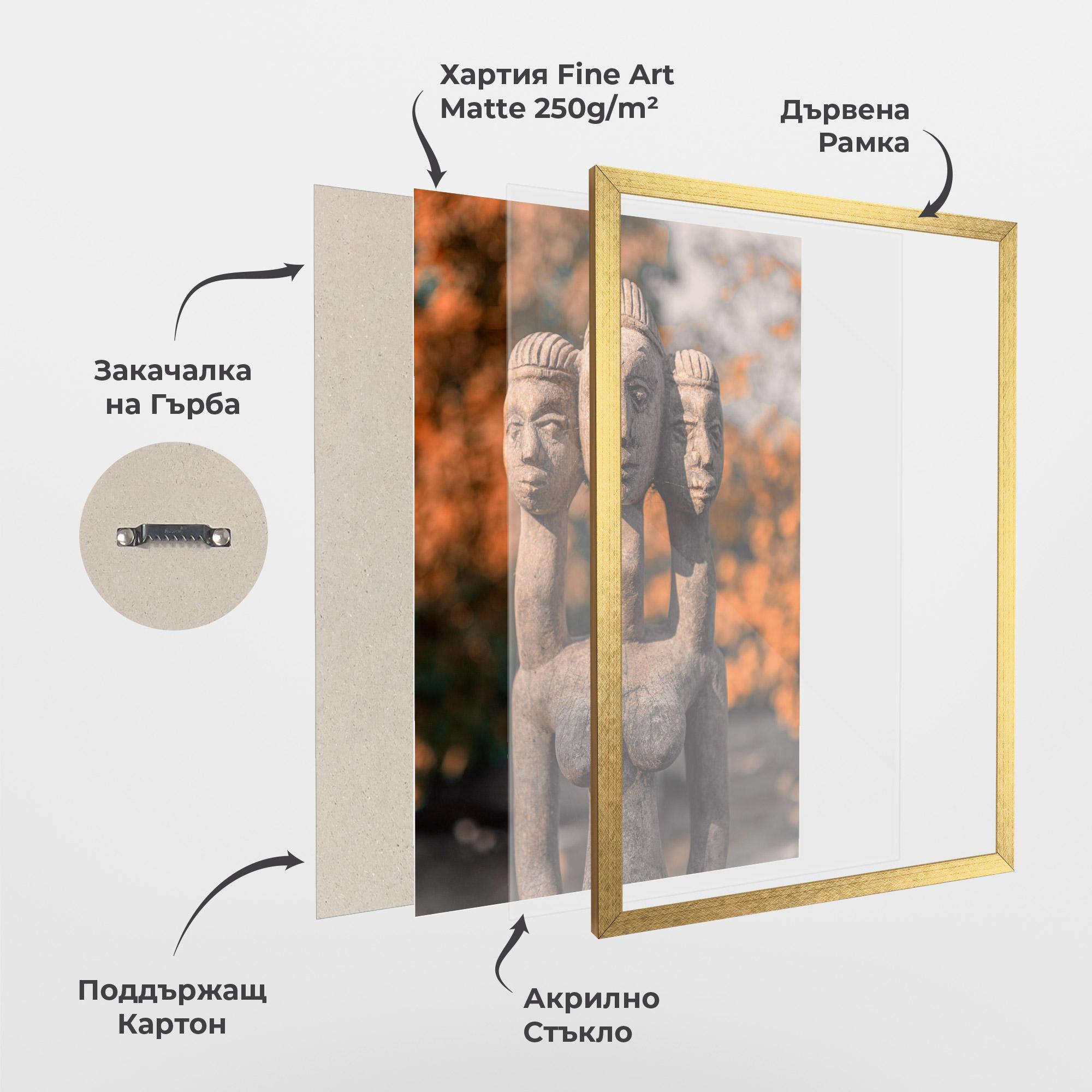 Рамкиран постер Three Heads Statue mockup 1