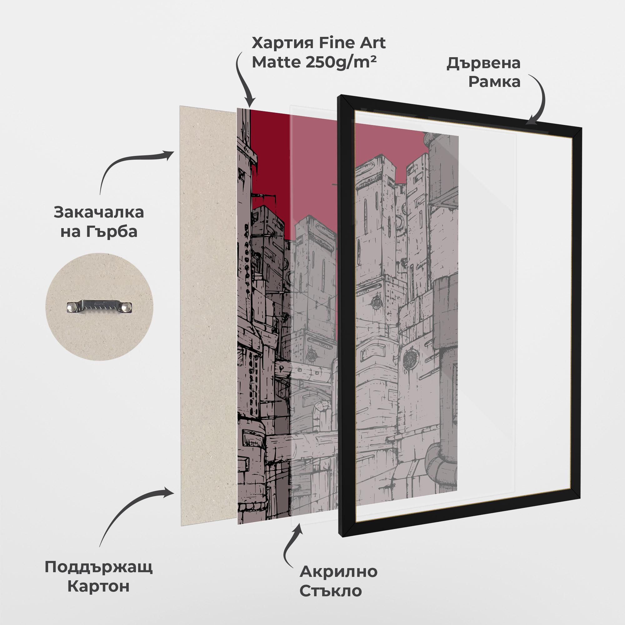 Рамкиран постер Grey Red City mockup 1