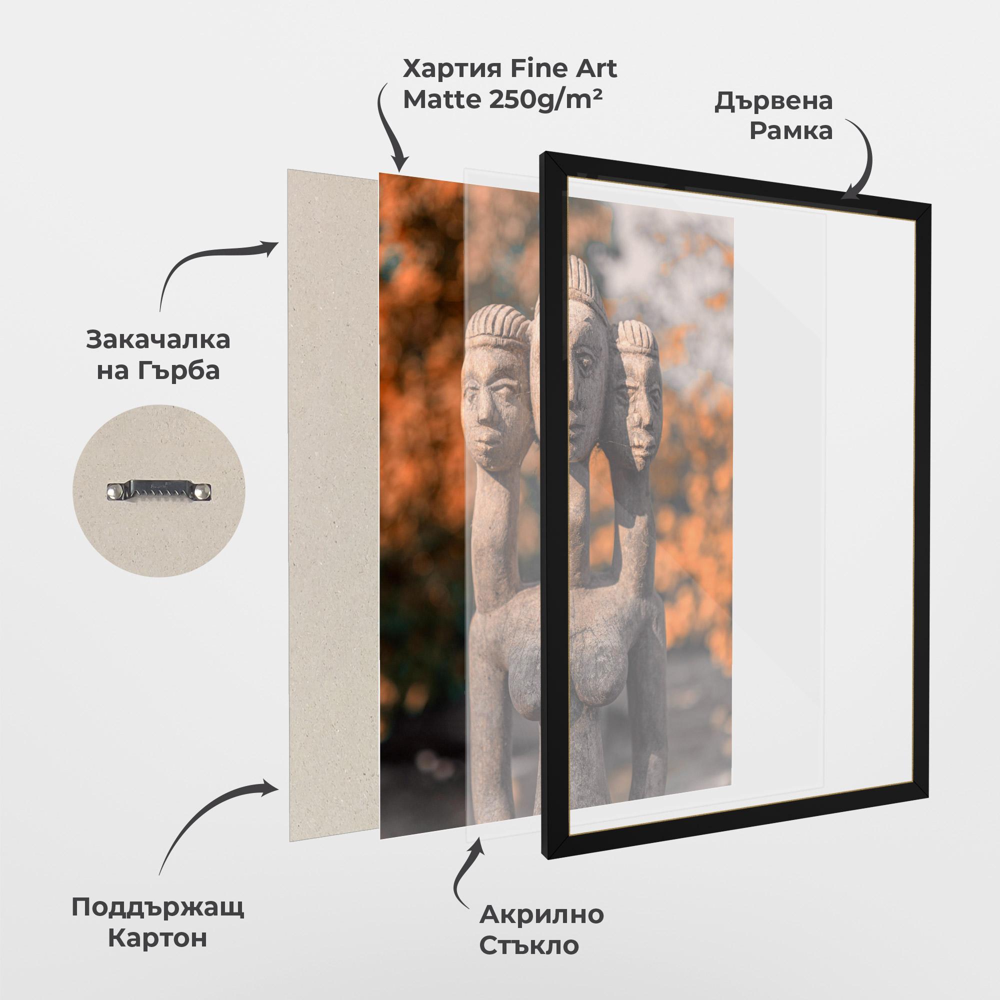 Рамкиран постер Three Heads Statue mockup 1