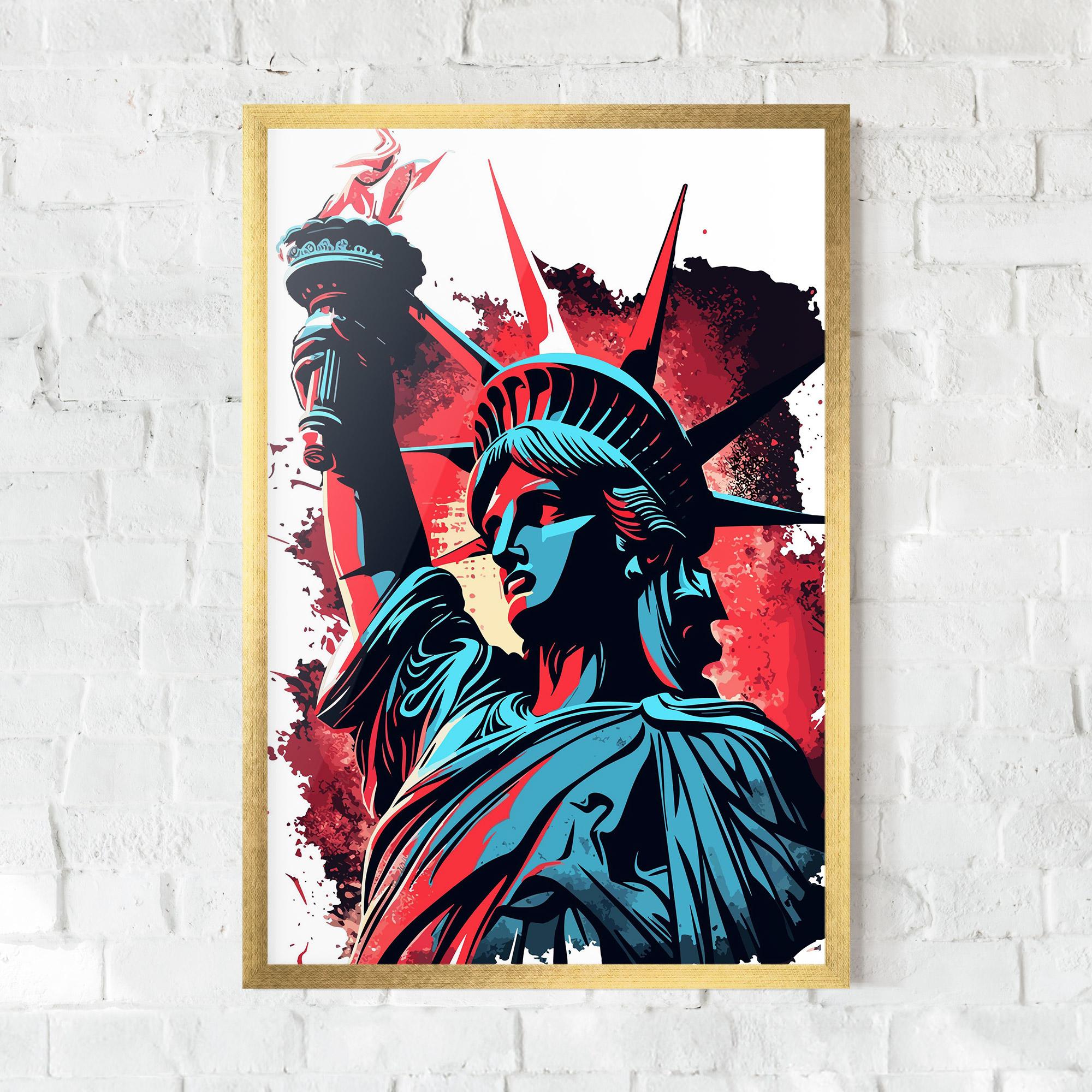 Рамкиран постер Liberty Statue Art mockup 0