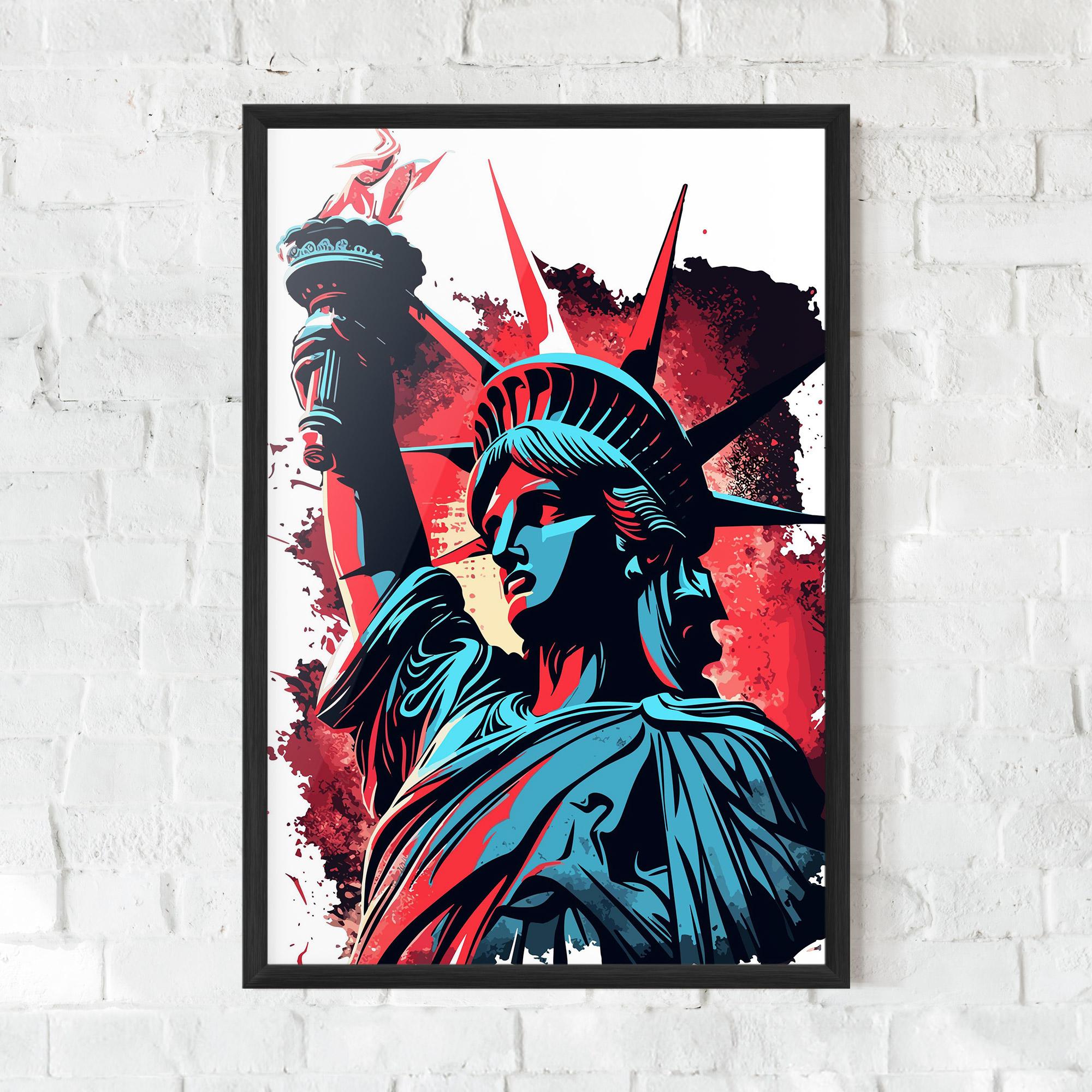 Рамкиран постер Liberty Statue Art mockup 0