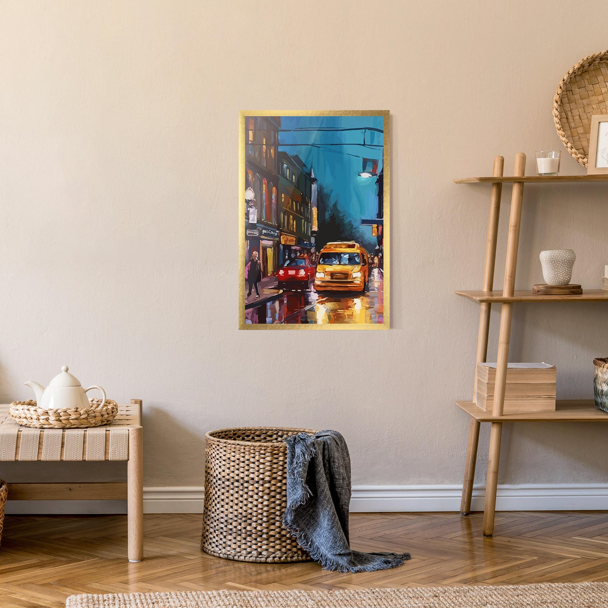 Рамкиран постер Yellow Car City mockup 9