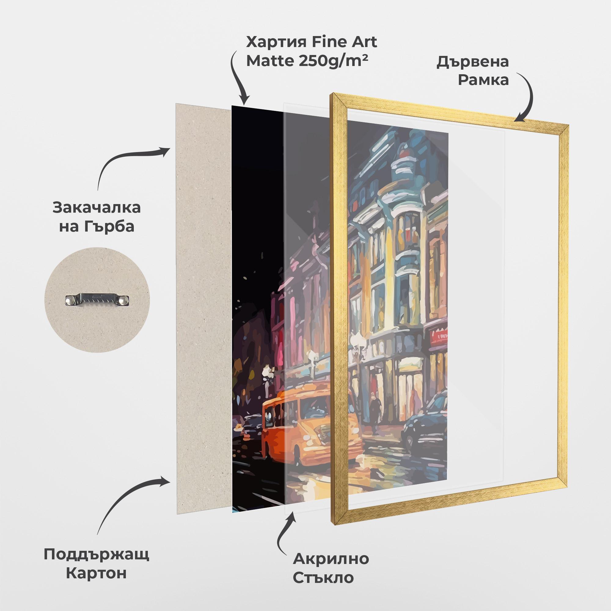 Рамкиран постер Yellow Car City Art mockup 1