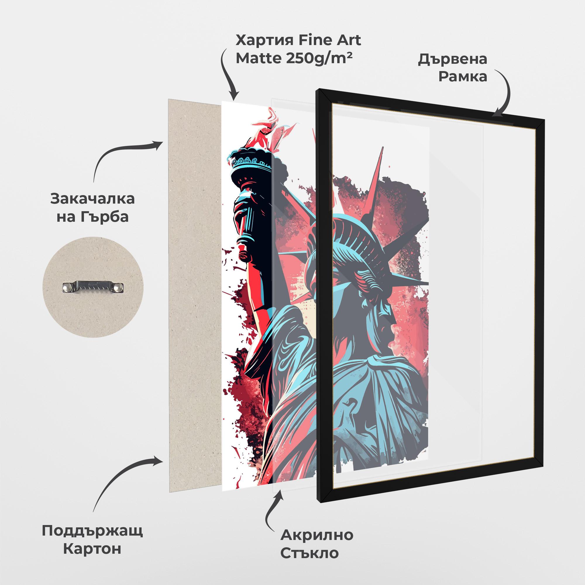 Рамкиран постер Liberty Statue Art mockup 1
