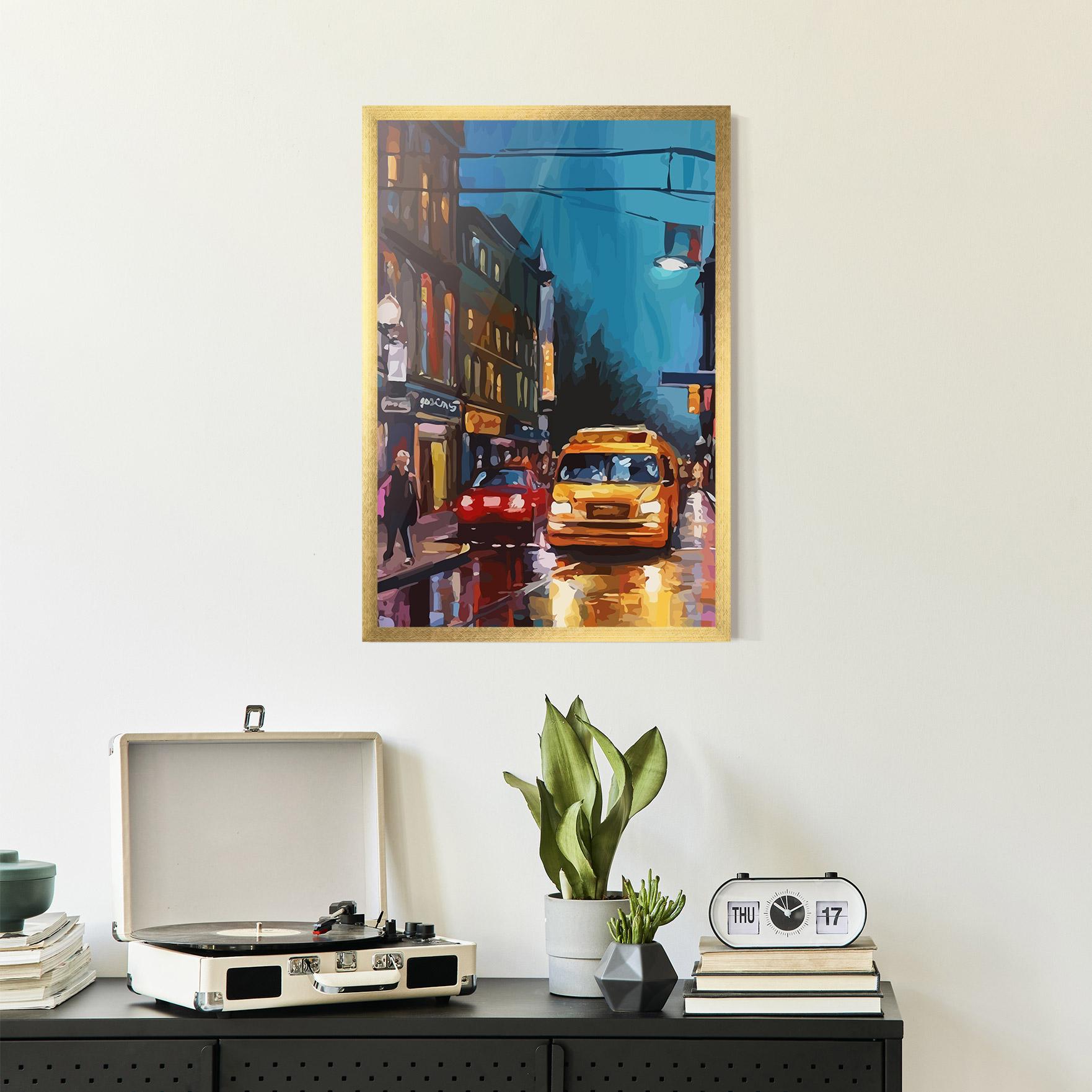 Рамкиран постер Yellow Car City mockup 2