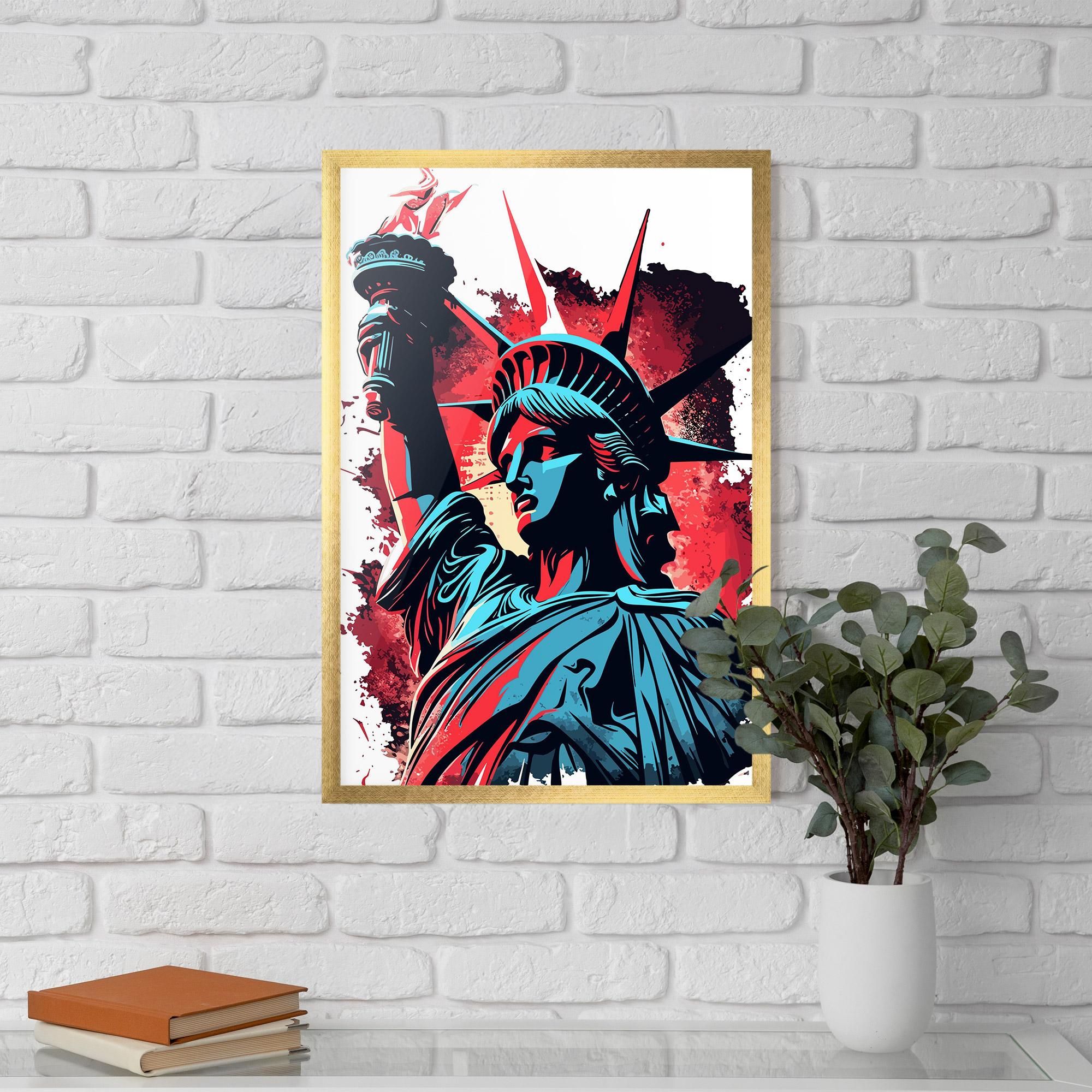 Рамкиран постер Liberty Statue Art mockup 5