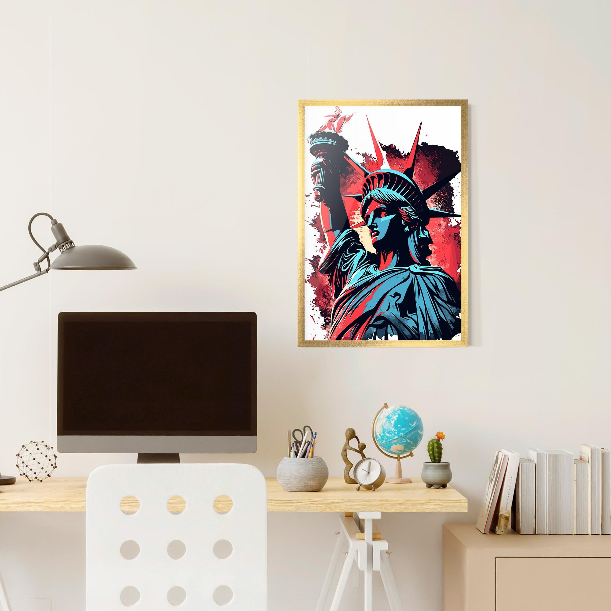 Рамкиран постер Liberty Statue Art mockup 6