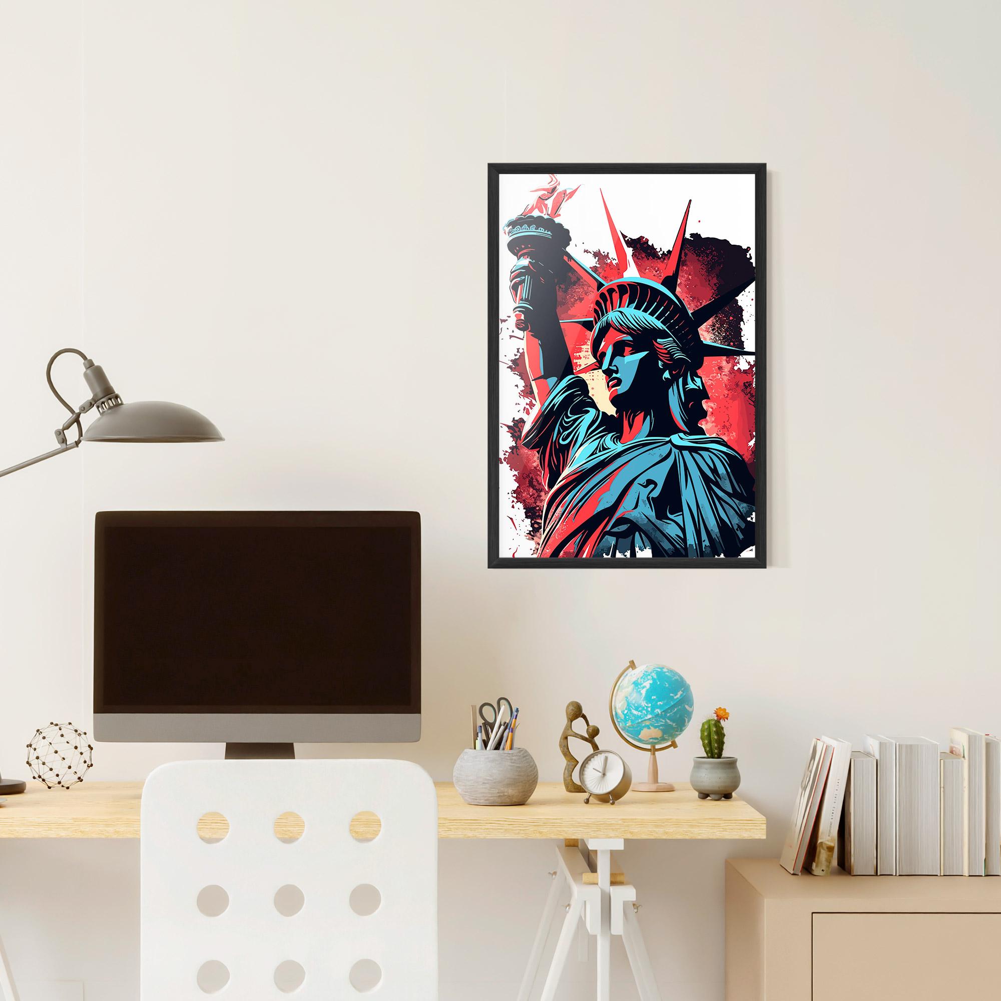 Рамкиран постер Liberty Statue Art mockup 6