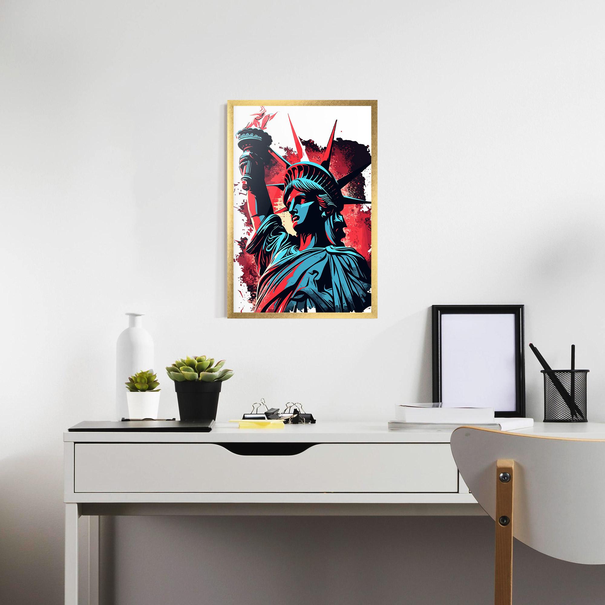 Рамкиран постер Liberty Statue Art mockup 7