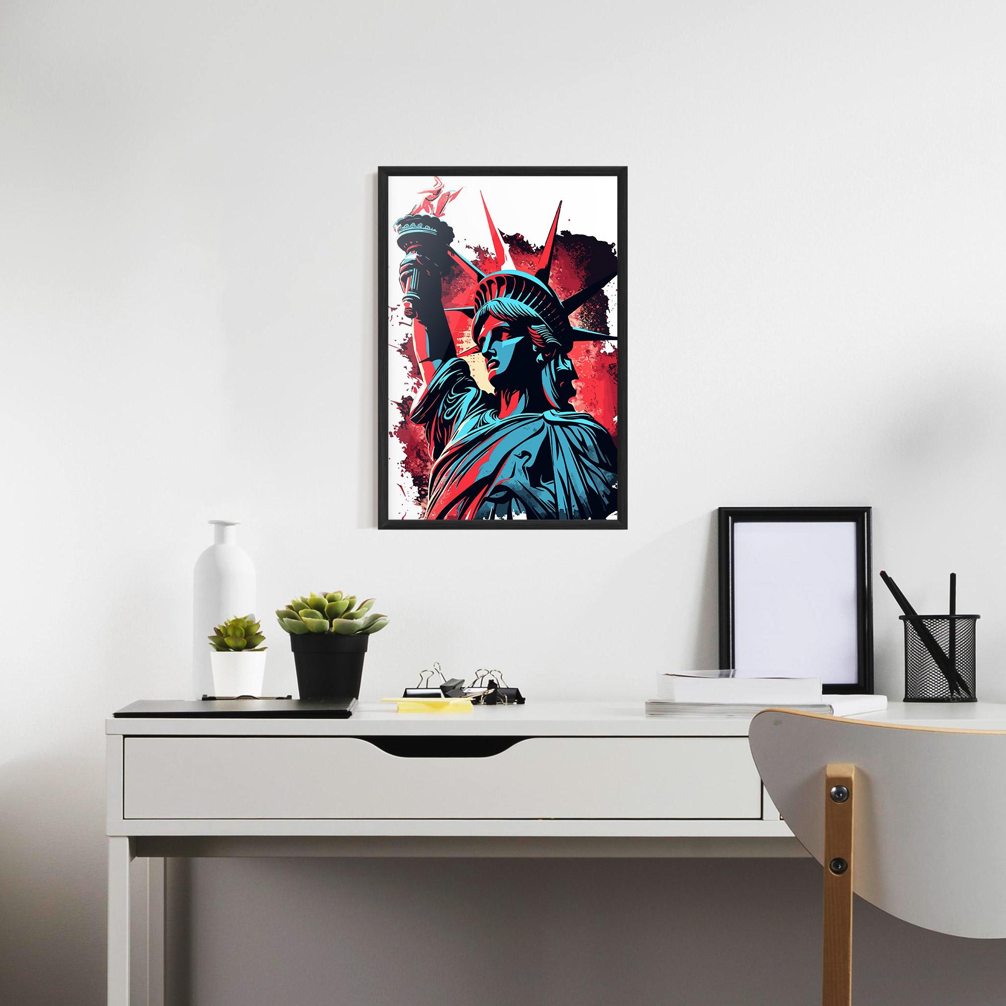Рамкиран постер Liberty Statue Art mockup 7