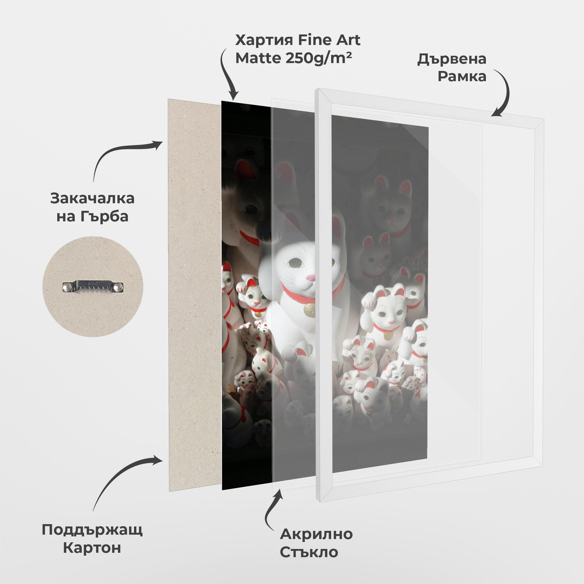 Рамкиран постер White Lucky Cats mockup 1