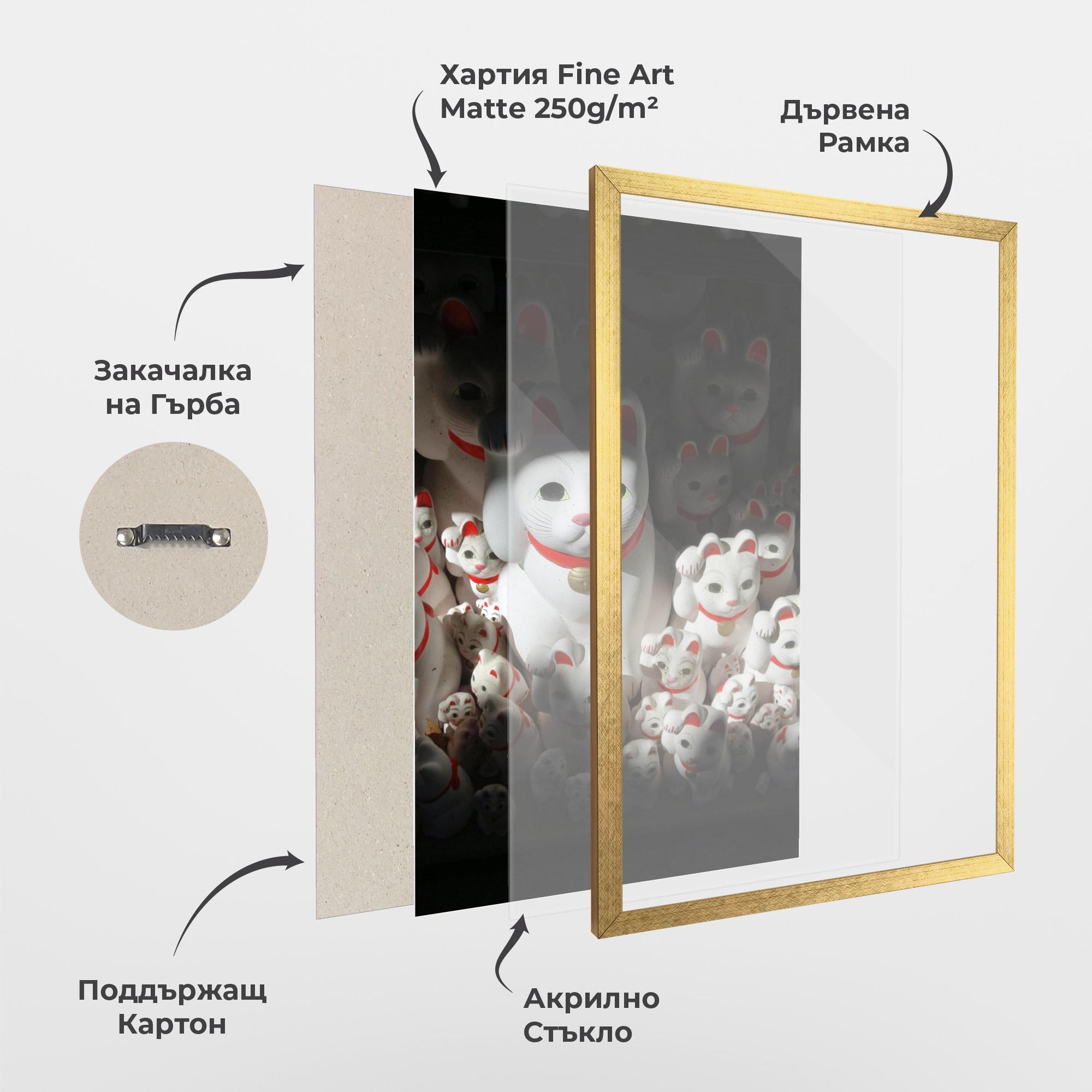 Рамкиран постер White Lucky Cats mockup 1