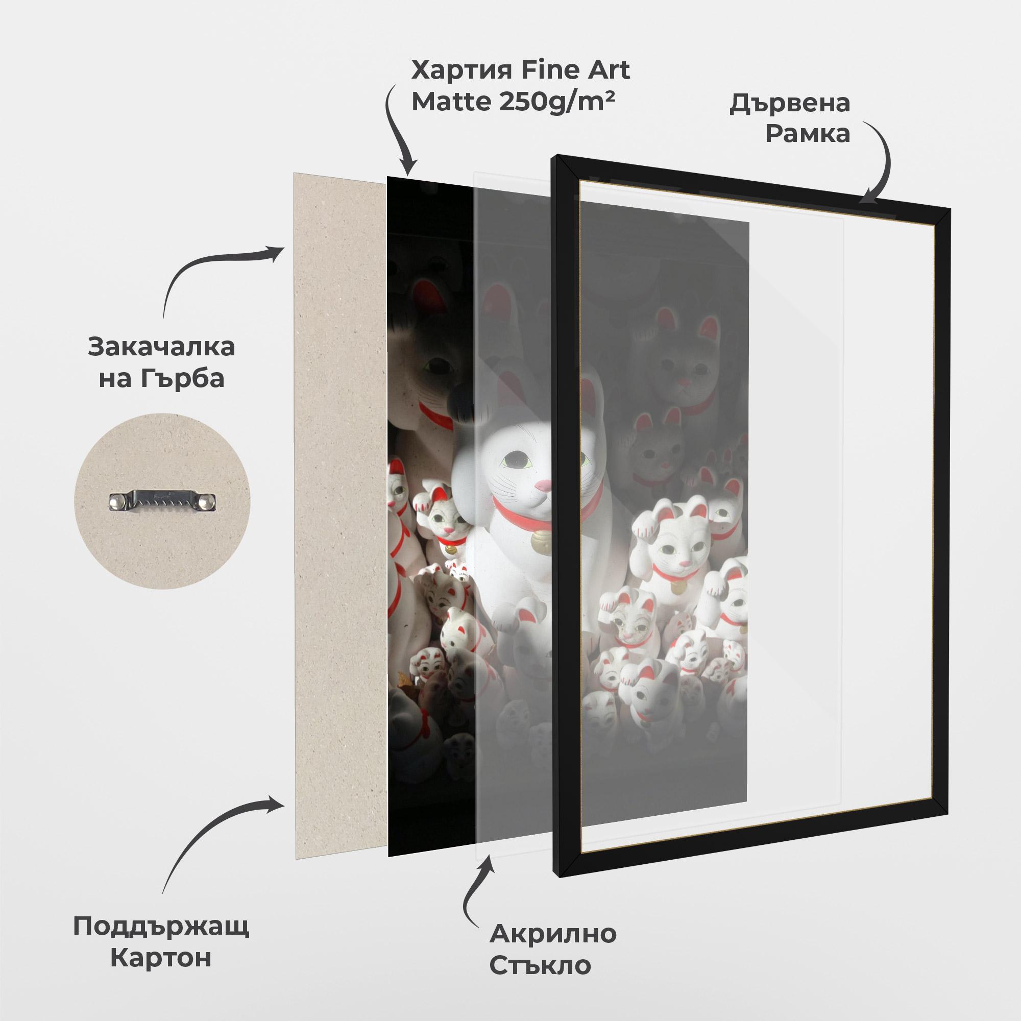 Рамкиран постер White Lucky Cats mockup 1