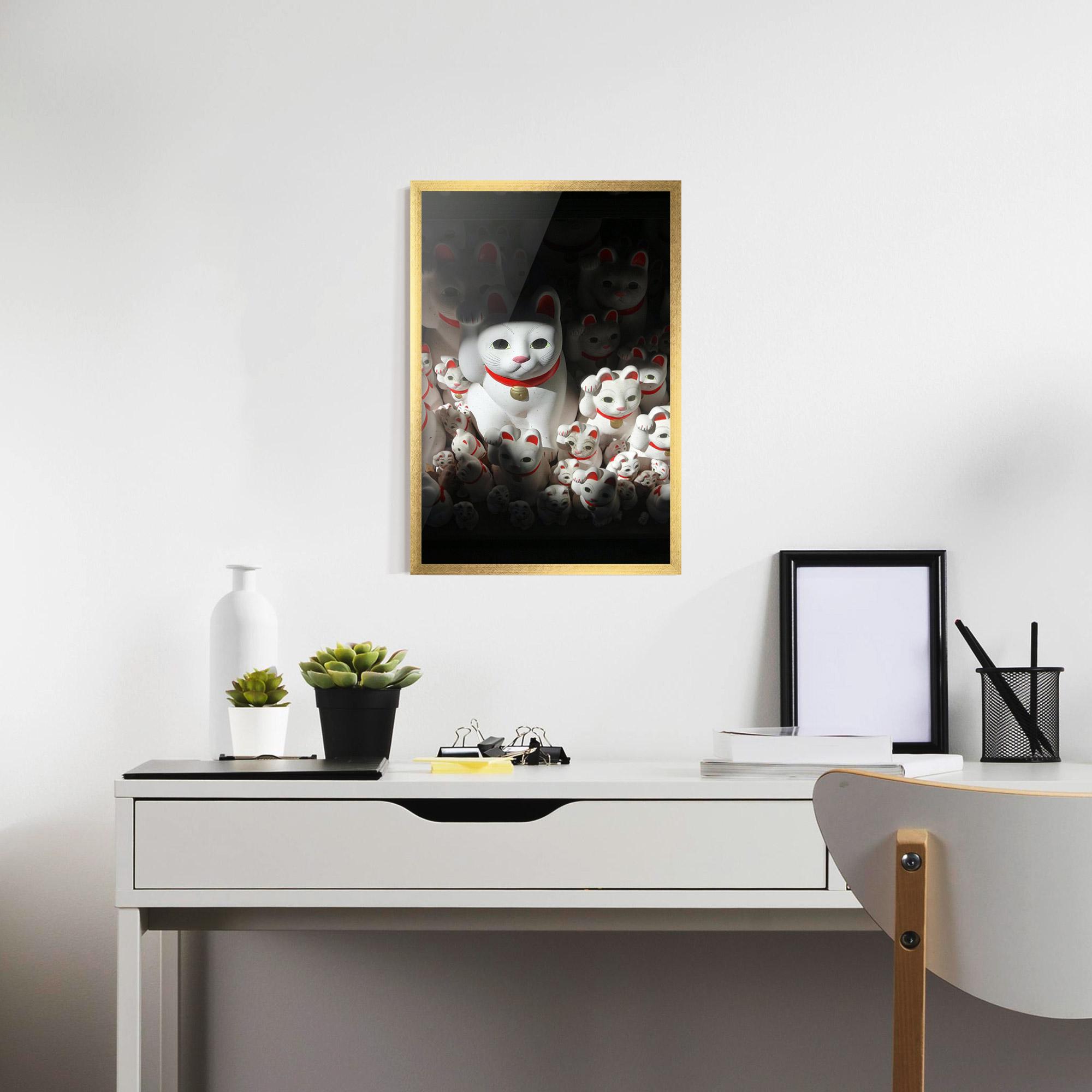 Рамкиран постер White Lucky Cats mockup 7