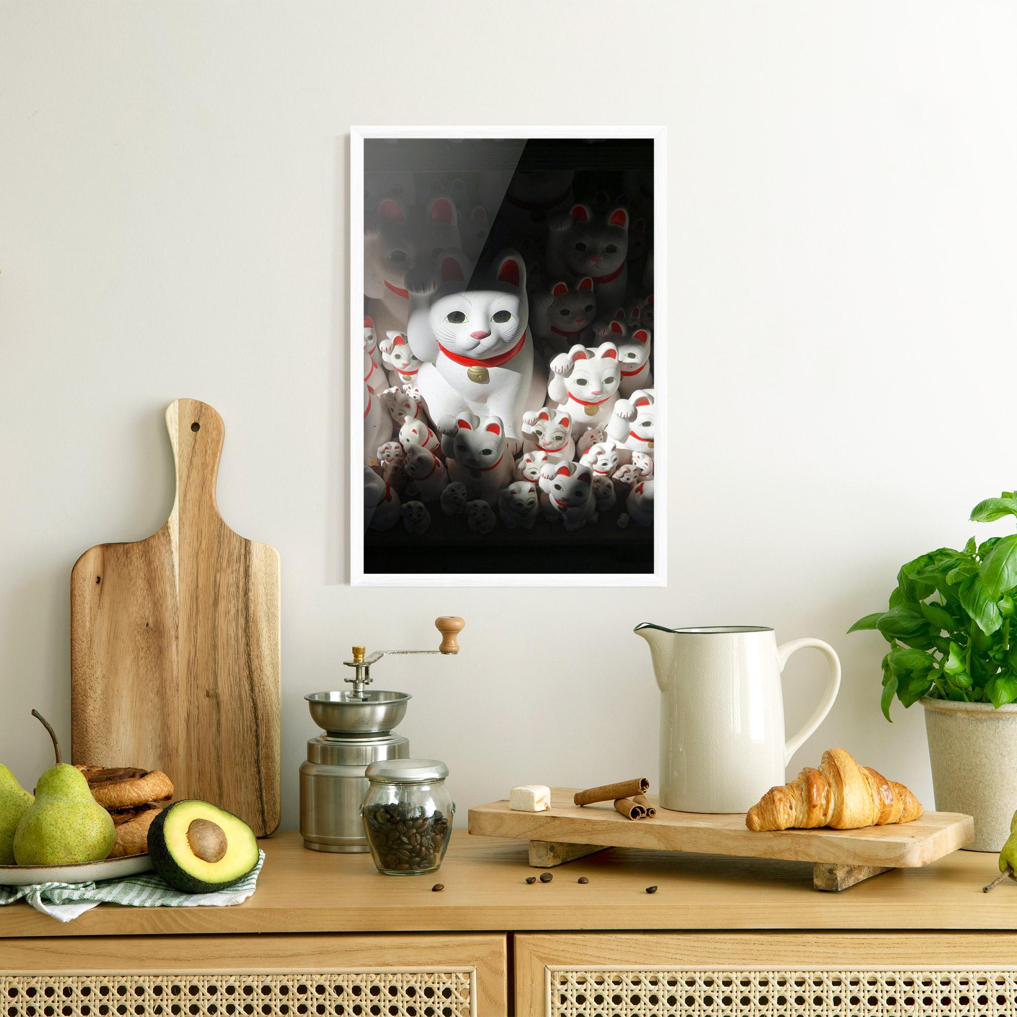 Рамкиран постер White Lucky Cats mockup 8