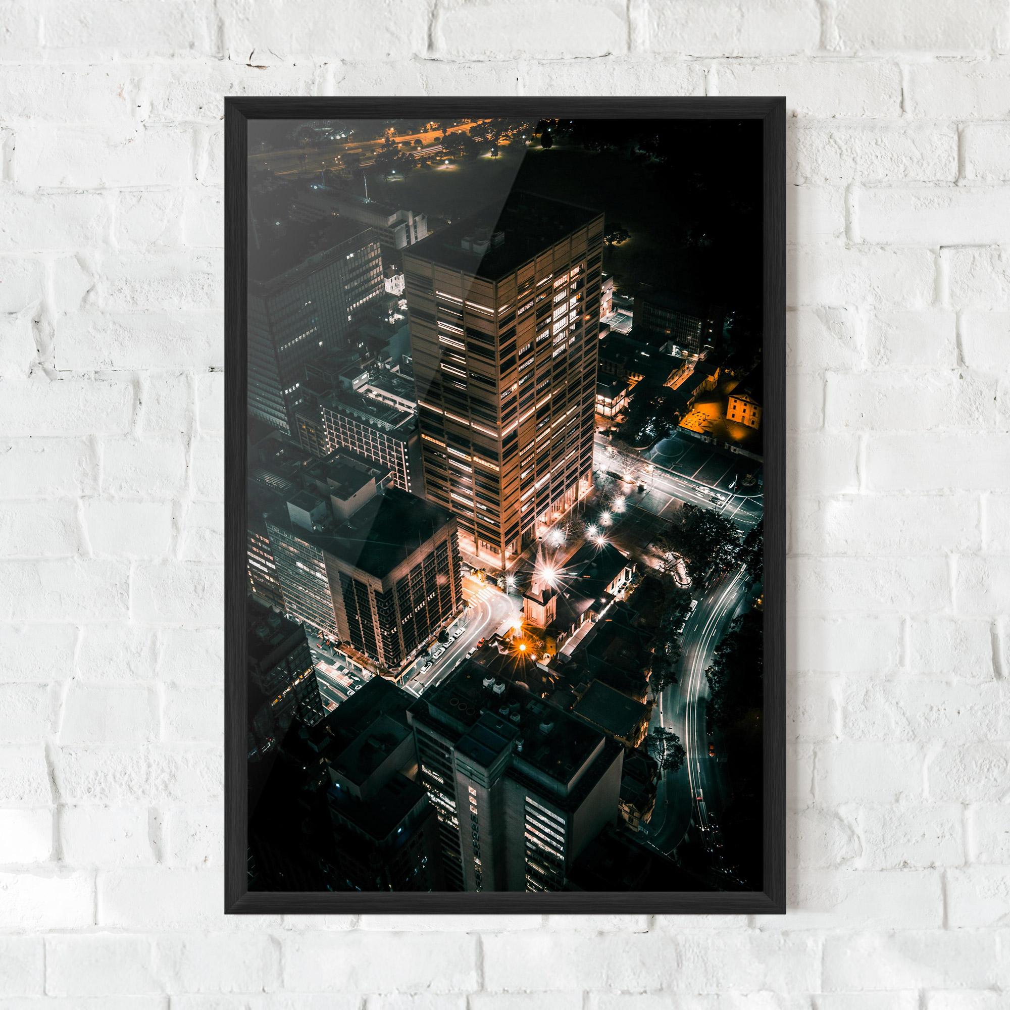 Рамкиран постер Cream Building Night mockup 0